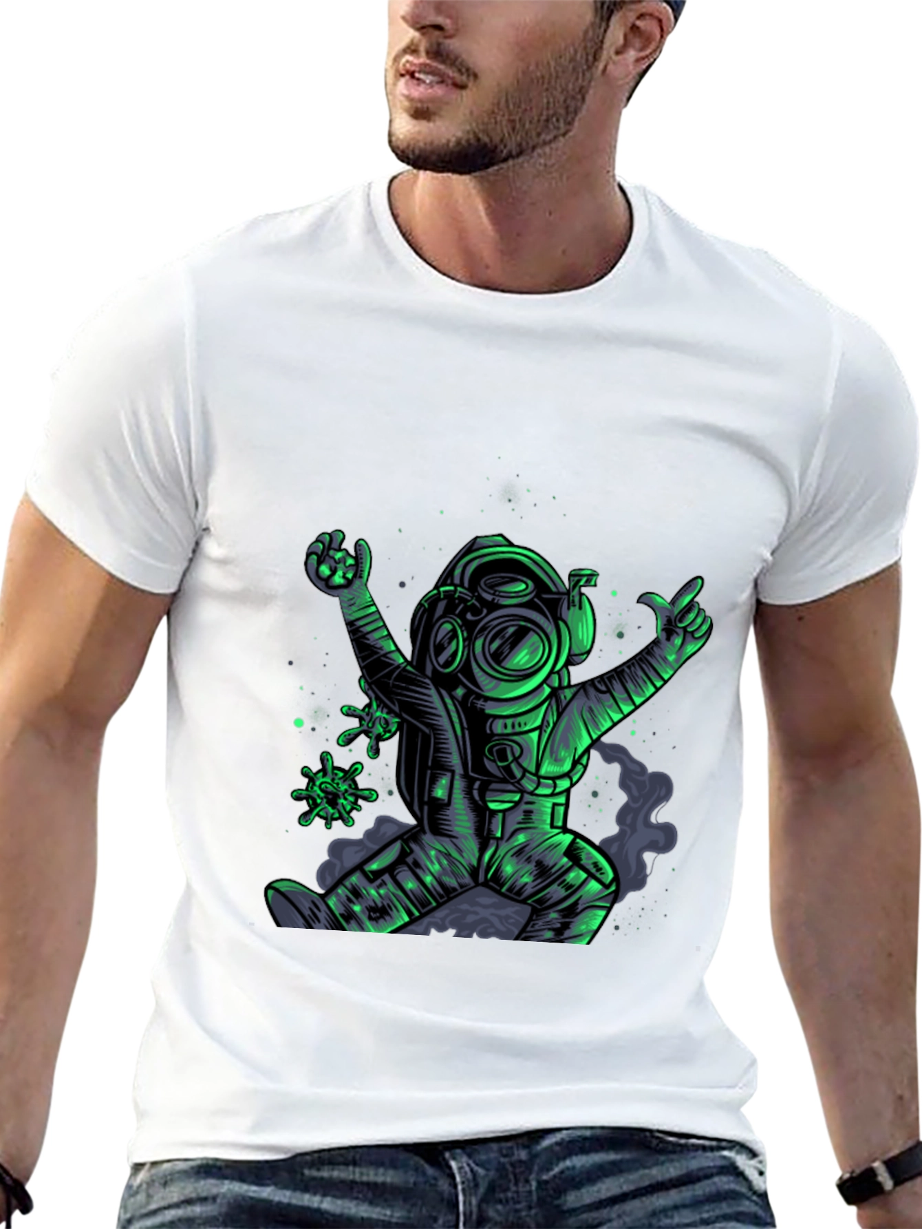 Biohazard Diver Graphic T-Shirt - Black