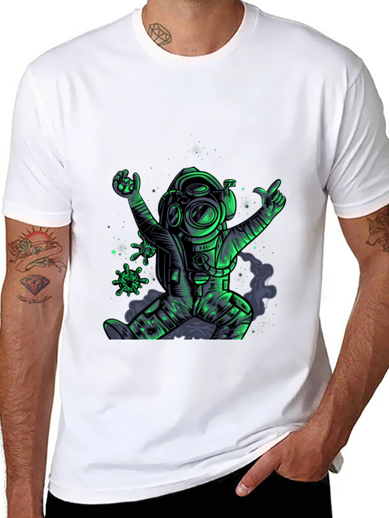Biohazard Diver Graphic T-Shirt - Black