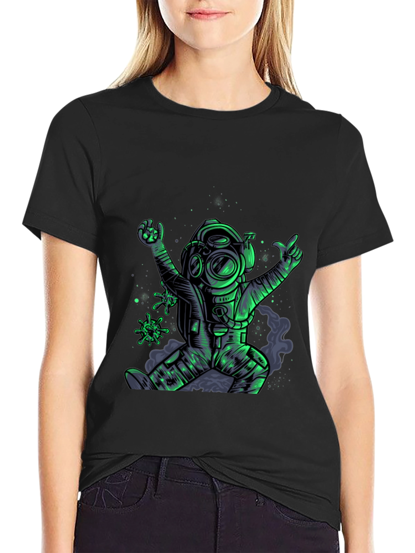 Biohazard Diver Graphic T-Shirt - Black