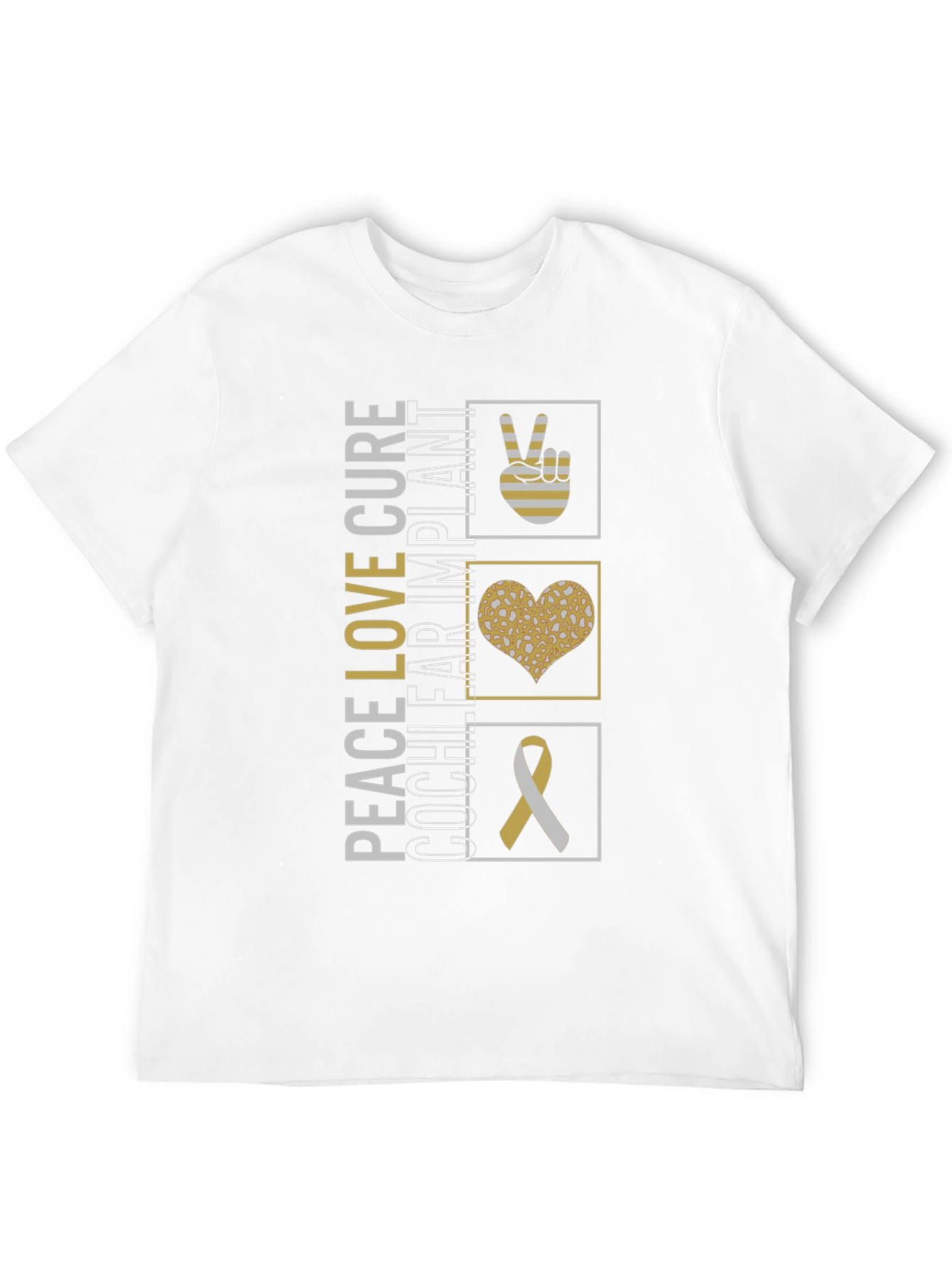 Peace Love Cure Cochlear Implant Awareness T-Shirt