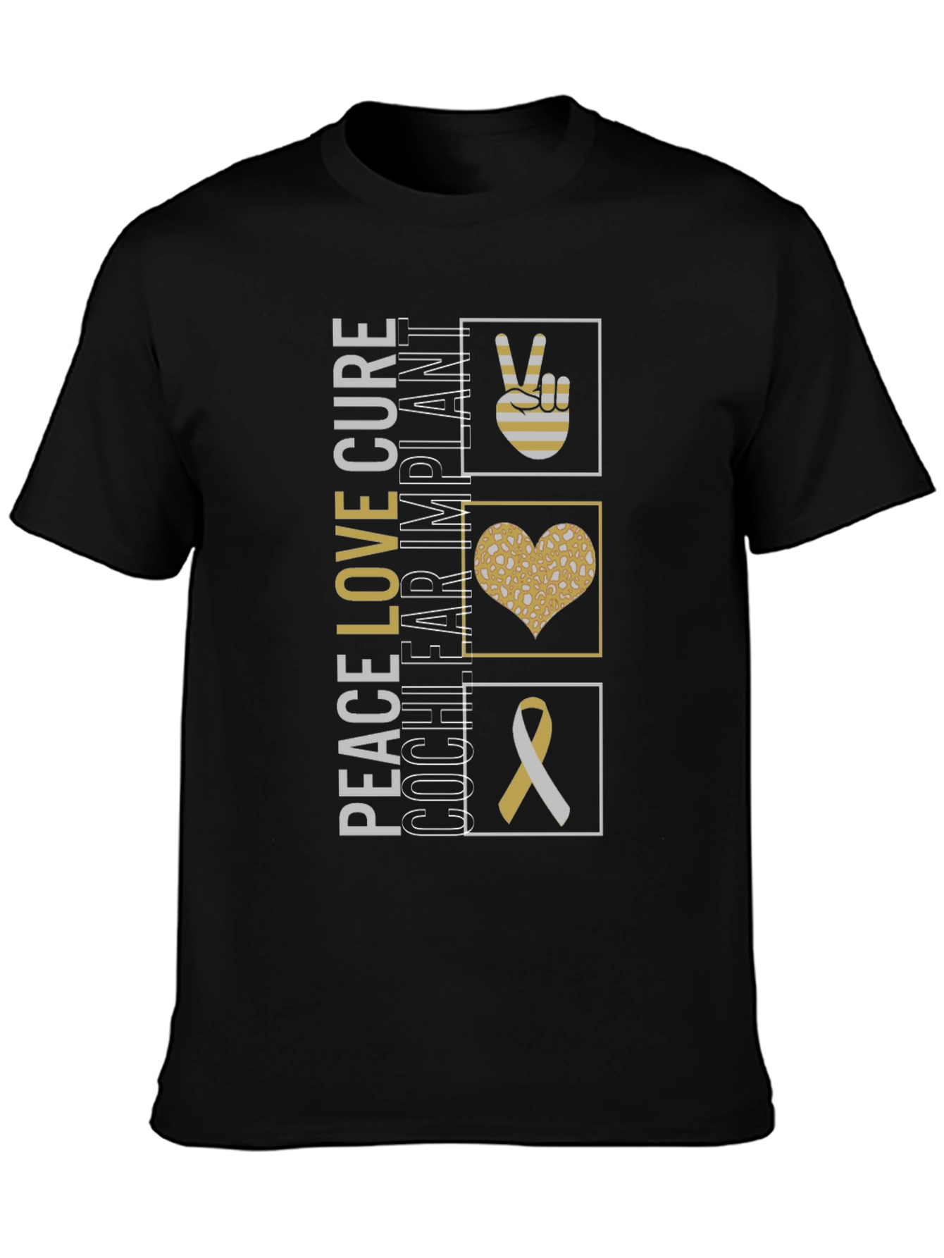 Peace Love Cure Cochlear Implant Awareness T-Shirt