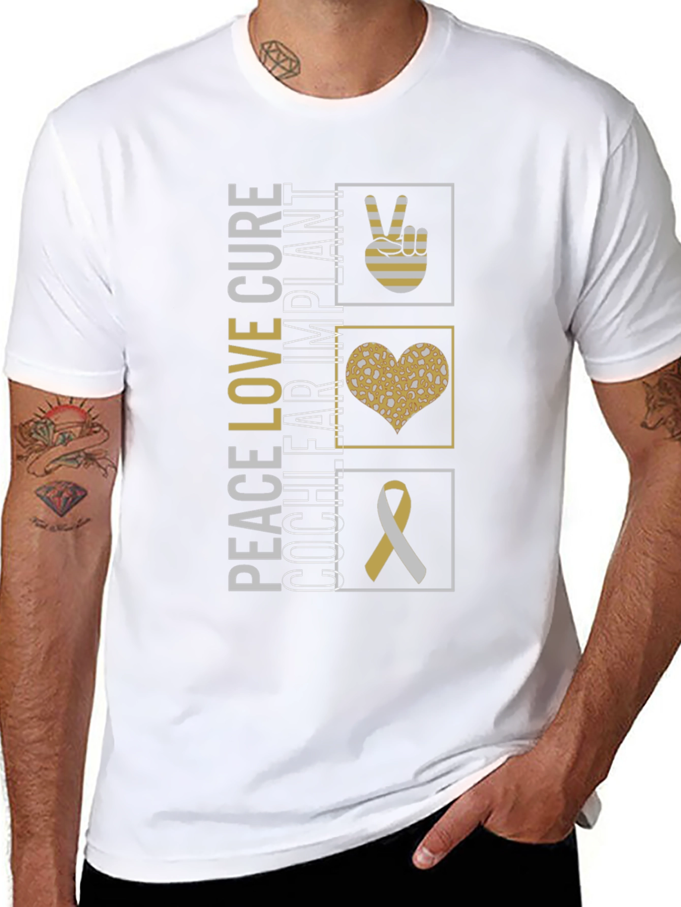 Peace Love Cure Cochlear Implant Awareness T-Shirt