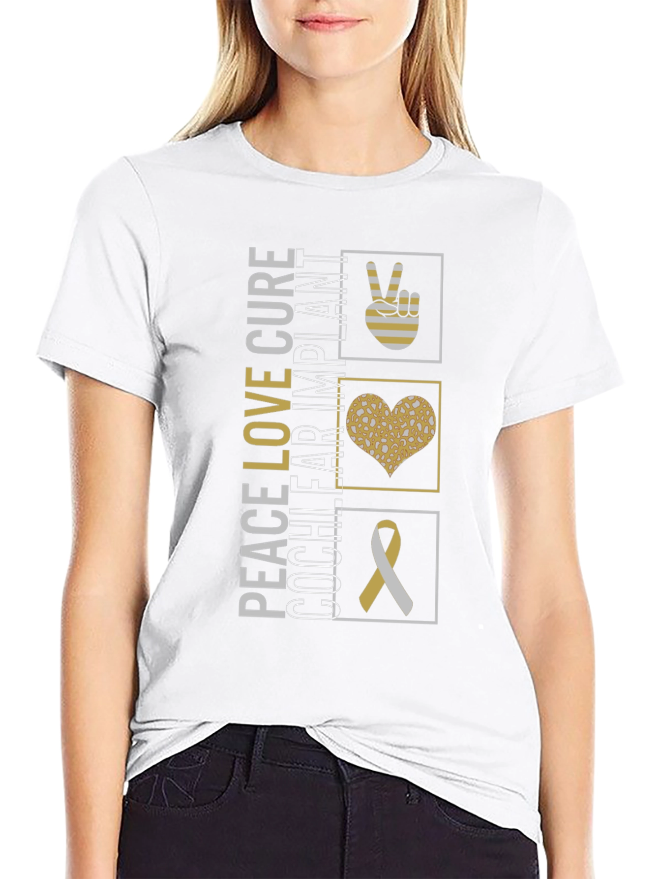 Peace Love Cure Cochlear Implant Awareness T-Shirt
