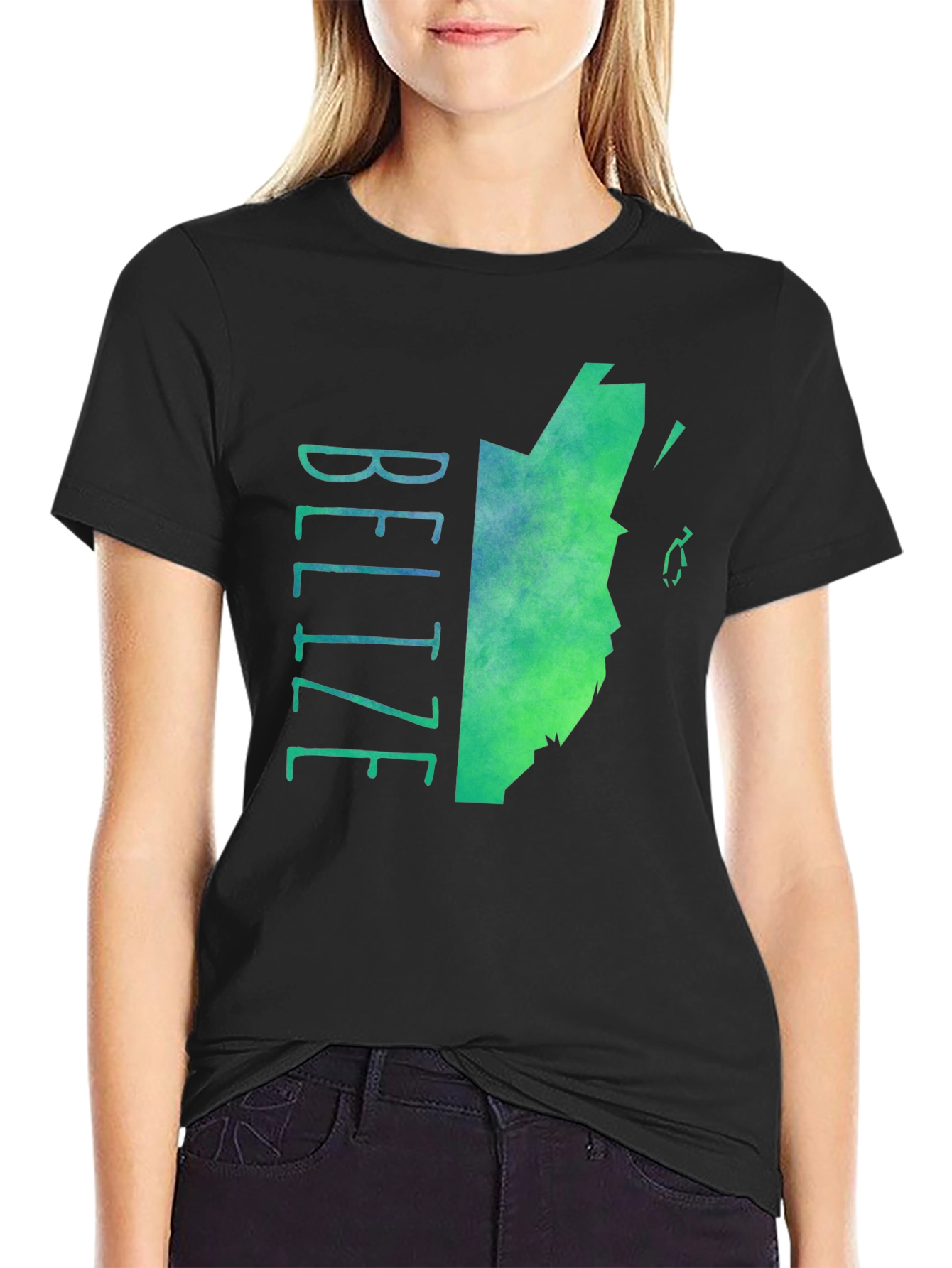 Belize Map Graphic Tee - Black Cotton Blend T-Shirt