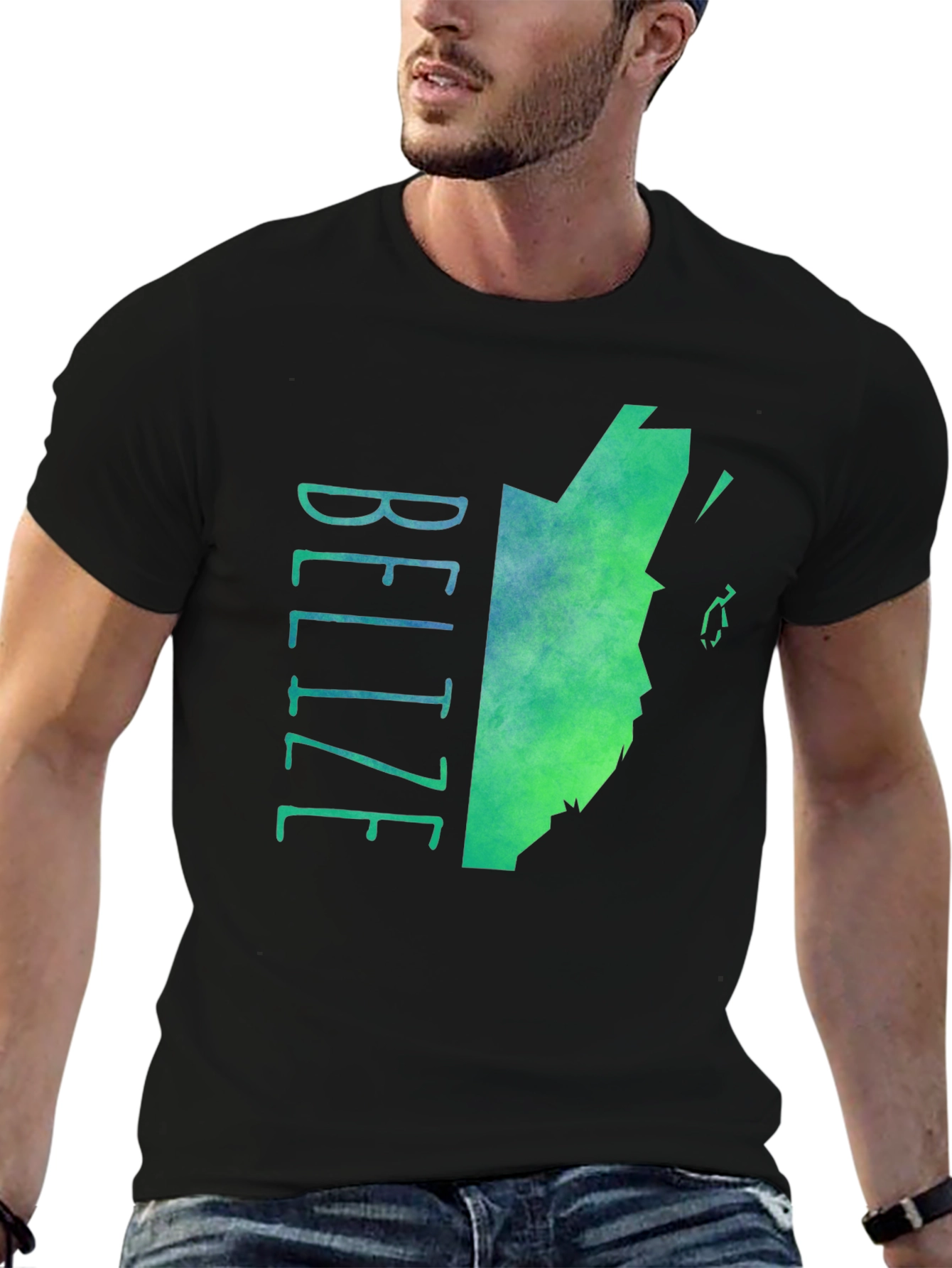 Belize Map Graphic Tee - Black Cotton Blend T-Shirt