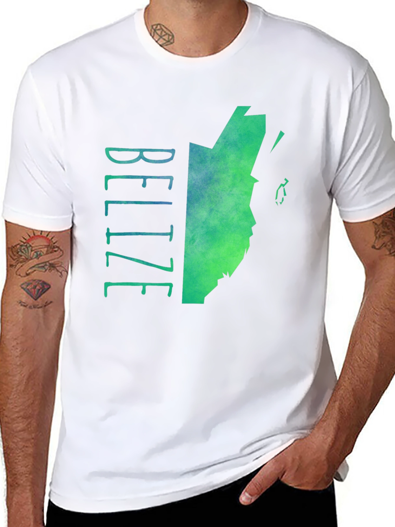 Belize Map Graphic Tee - Black Cotton Blend T-Shirt