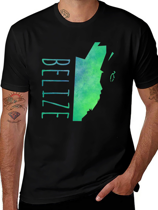 Belize Map Graphic Tee - Black Cotton Blend T-Shirt