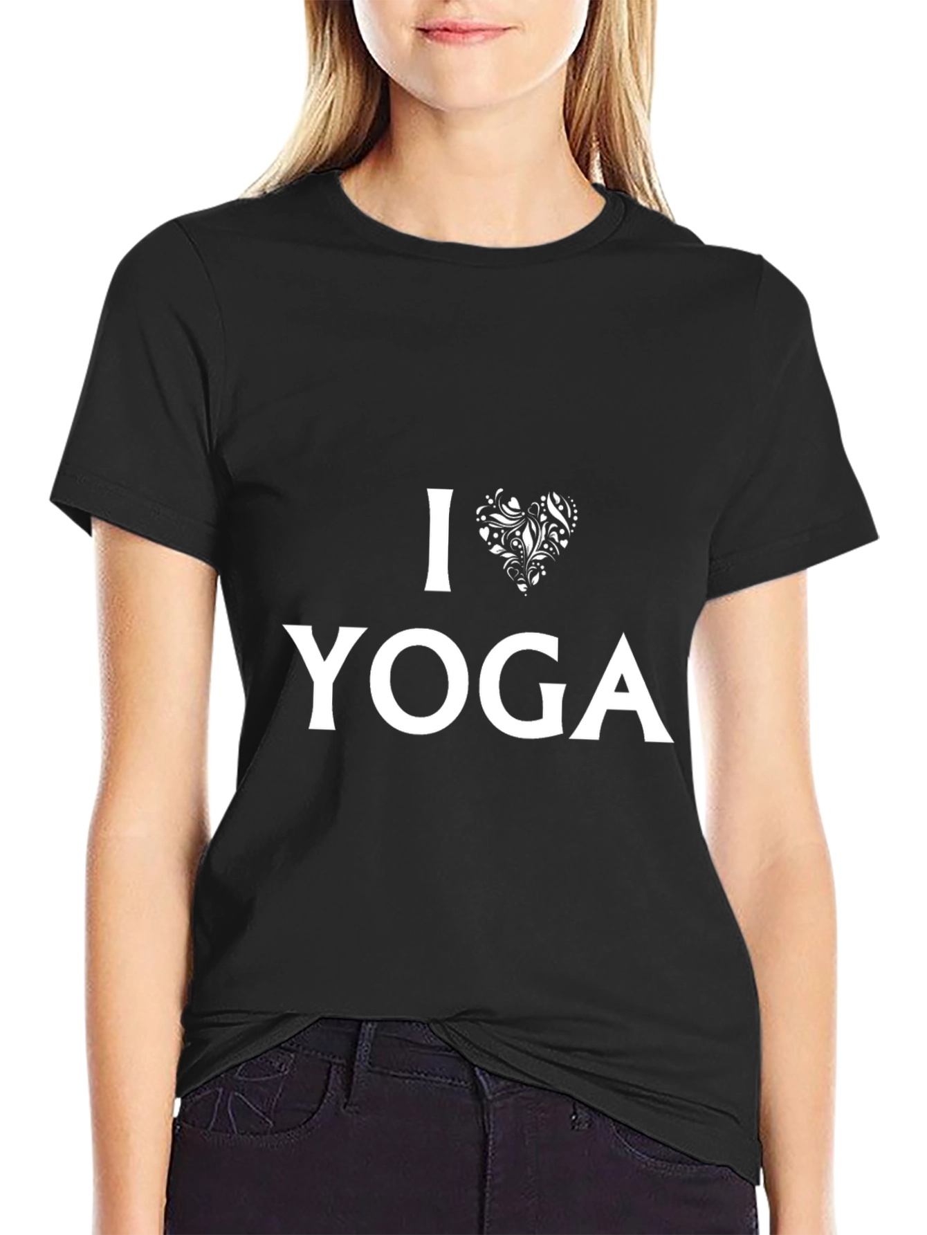 I Heart Yoga Black Graphic Tee Shirt