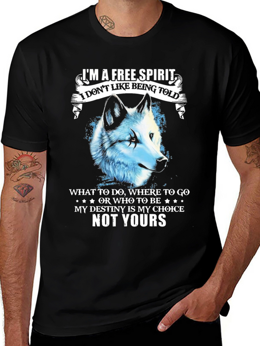 Free Spirit Wolf Graphic T-Shirt - Black
