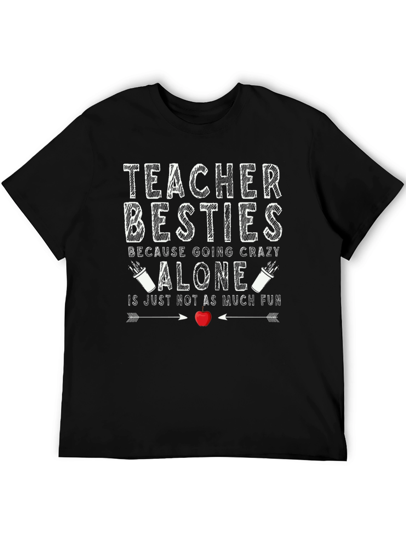 Teacher Besties Graphic T-Shirt - Black