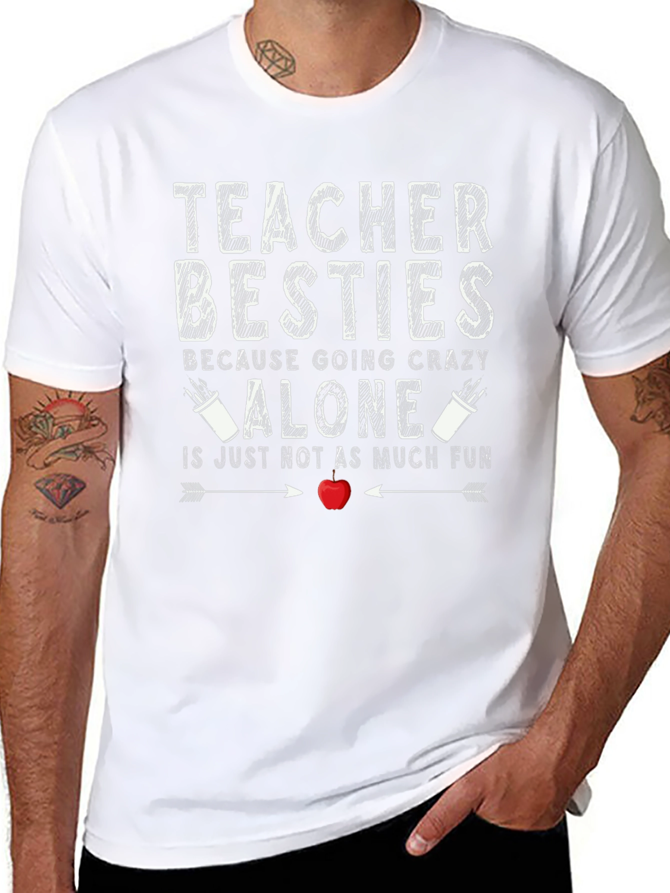 Teacher Besties Graphic T-Shirt - Black