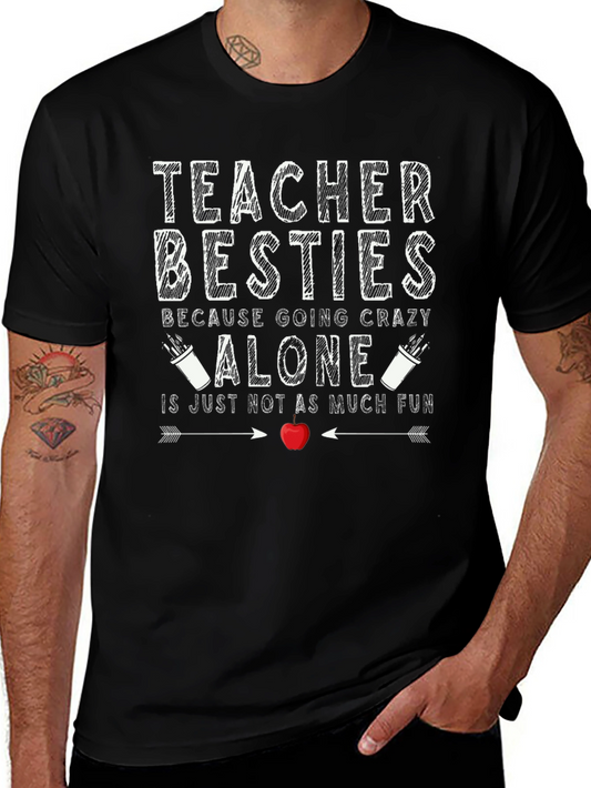 Teacher Besties Graphic T-Shirt - Black
