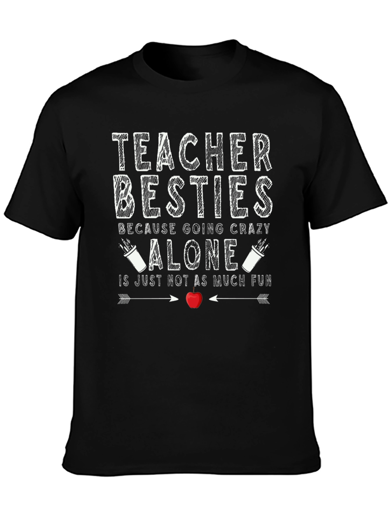 Teacher Besties Graphic T-Shirt - Black