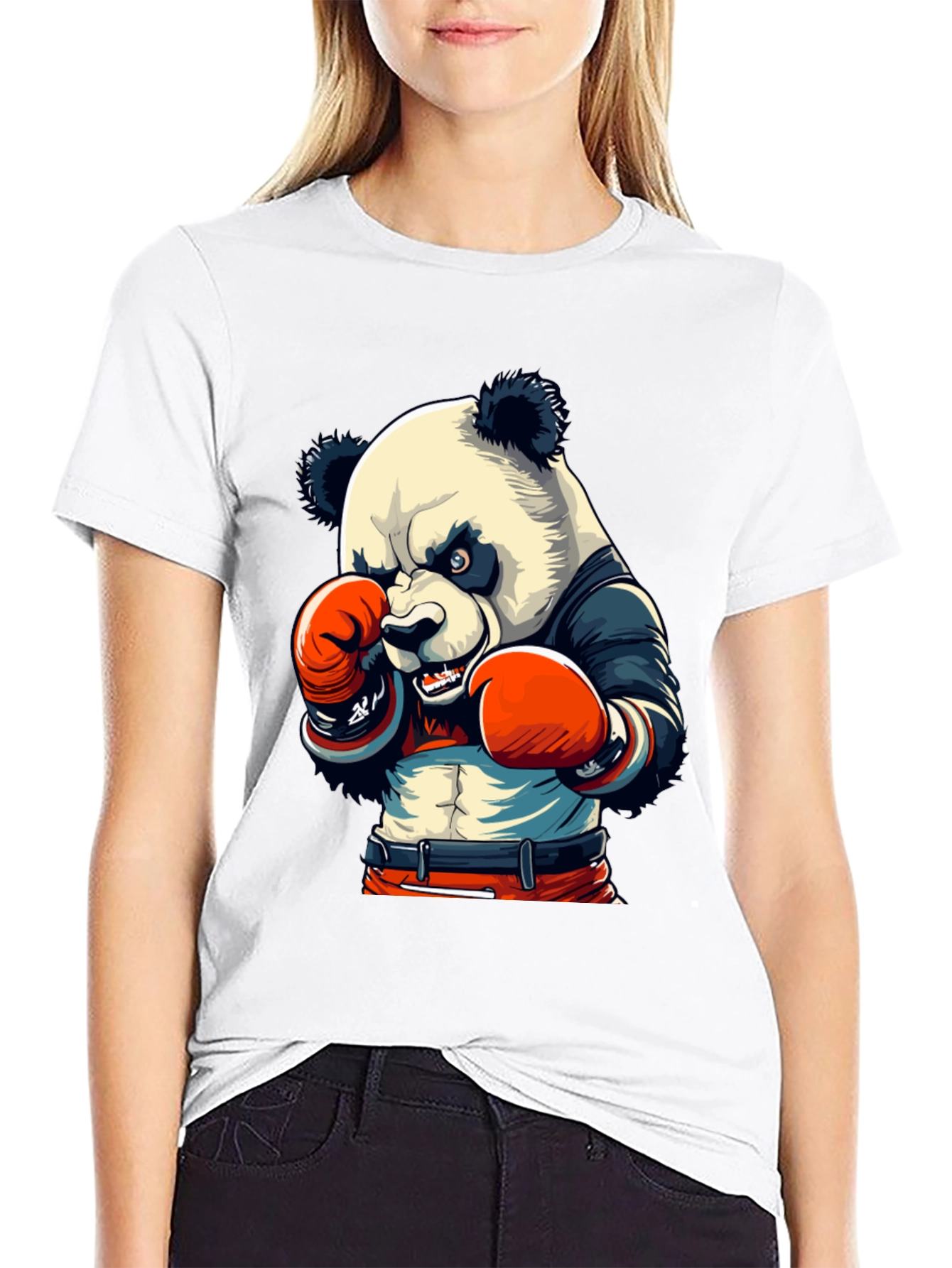 Panda Boxer Graphic Tee - Mens Black T-Shirt
