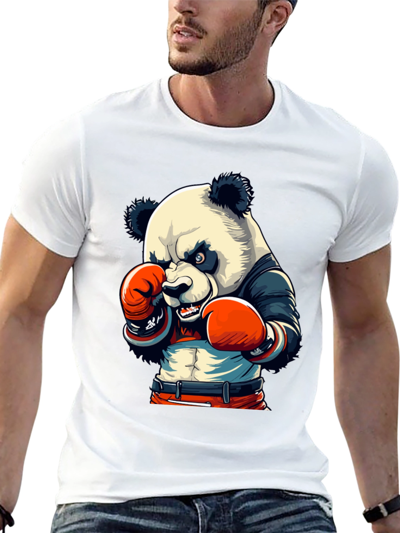 Panda Boxer Graphic Tee - Mens Black T-Shirt