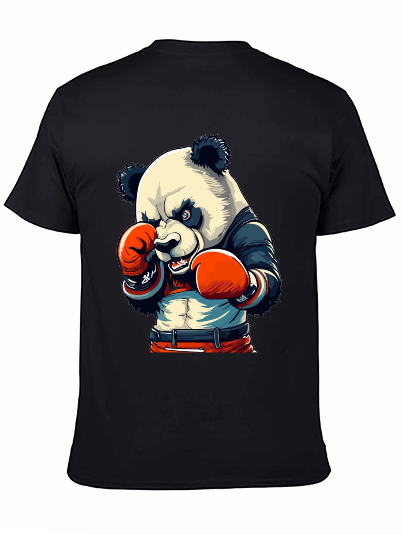 Panda Boxer Graphic Tee - Mens Black T-Shirt