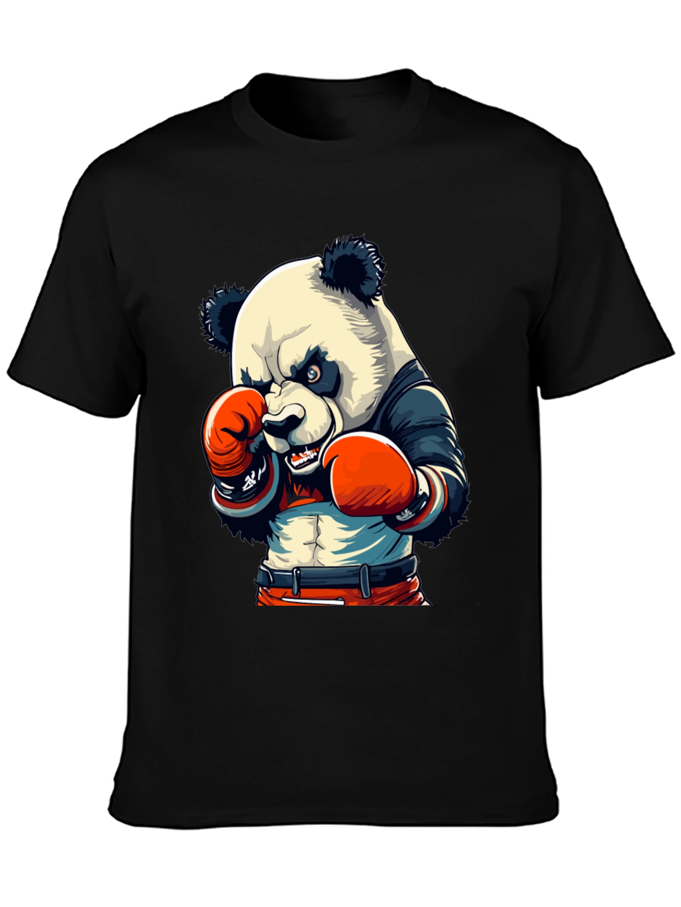 Panda Boxer Graphic Tee - Mens Black T-Shirt