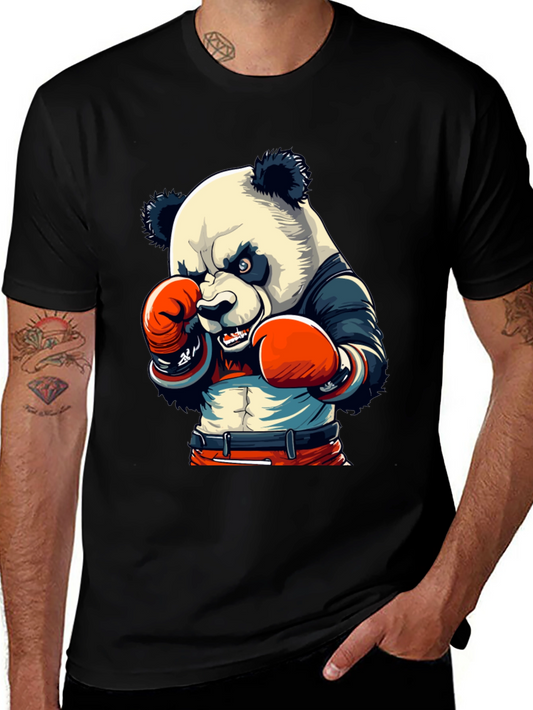 Panda Boxer Graphic Tee - Mens Black T-Shirt