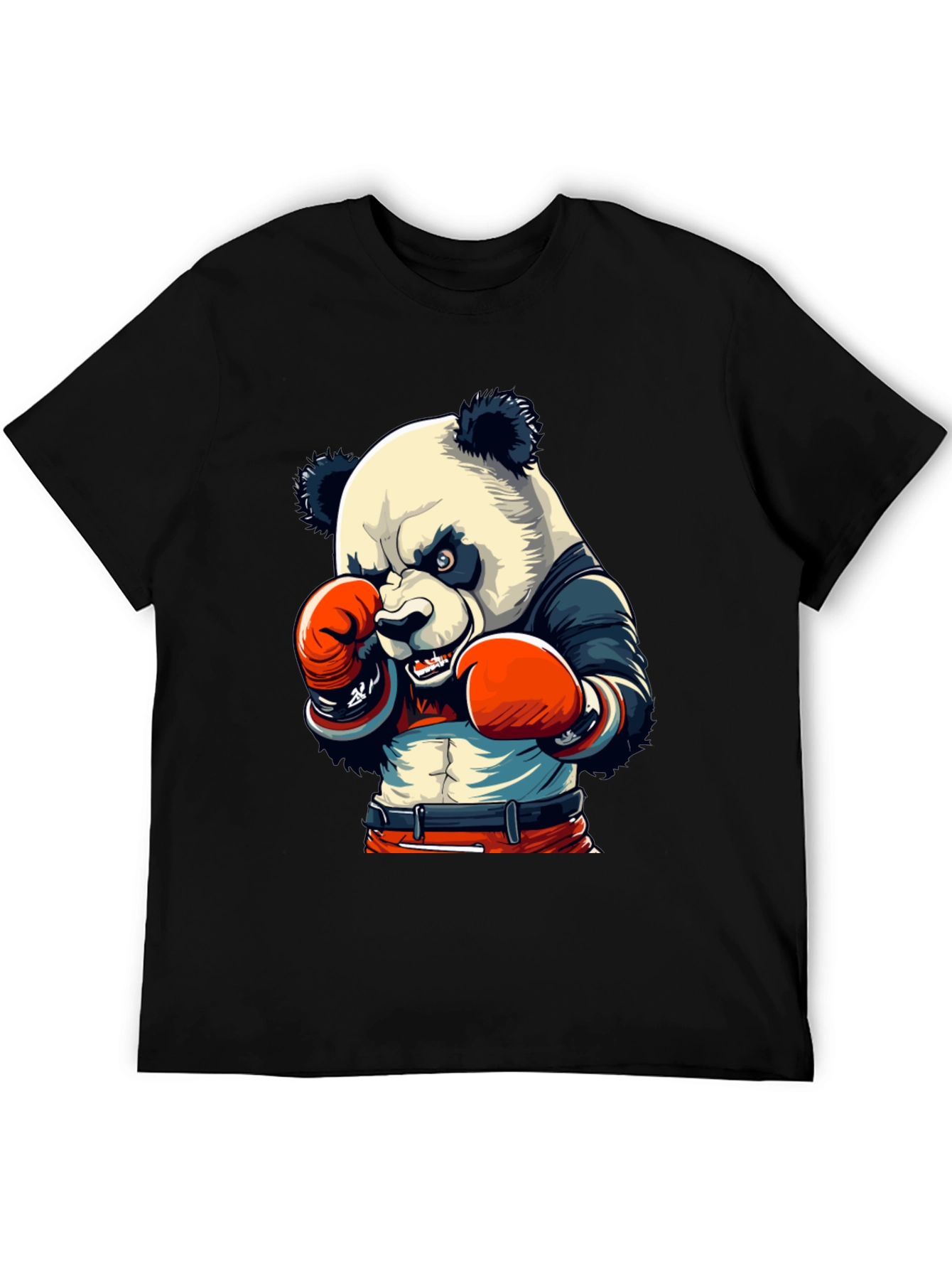 Panda Boxer Graphic Tee - Mens Black T-Shirt