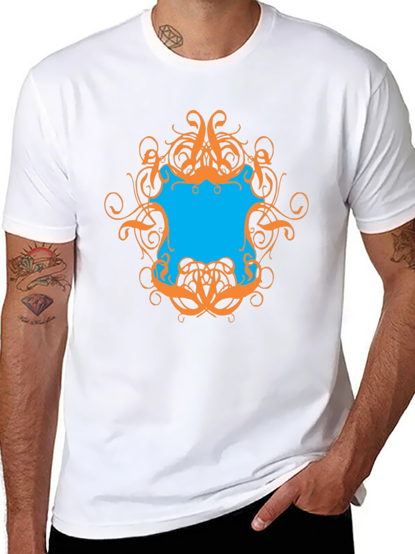 Graphic Tee - Black T-Shirt with Ornamental Design