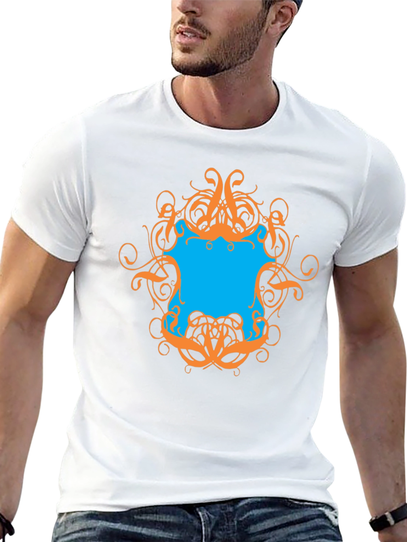 Graphic Tee - Black T-Shirt with Ornamental Design