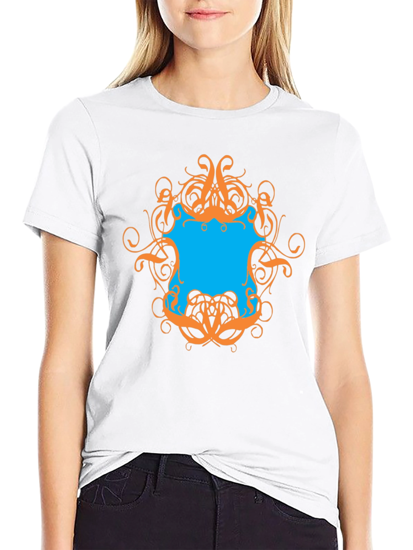 Graphic Tee - Black T-Shirt with Ornamental Design