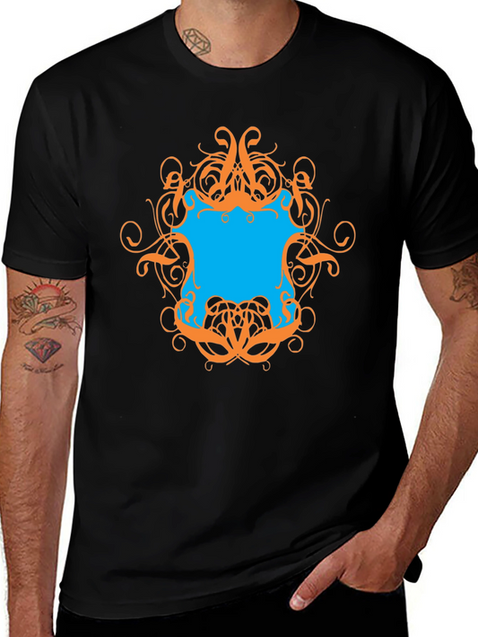 Graphic Tee - Black T-Shirt with Ornamental Design