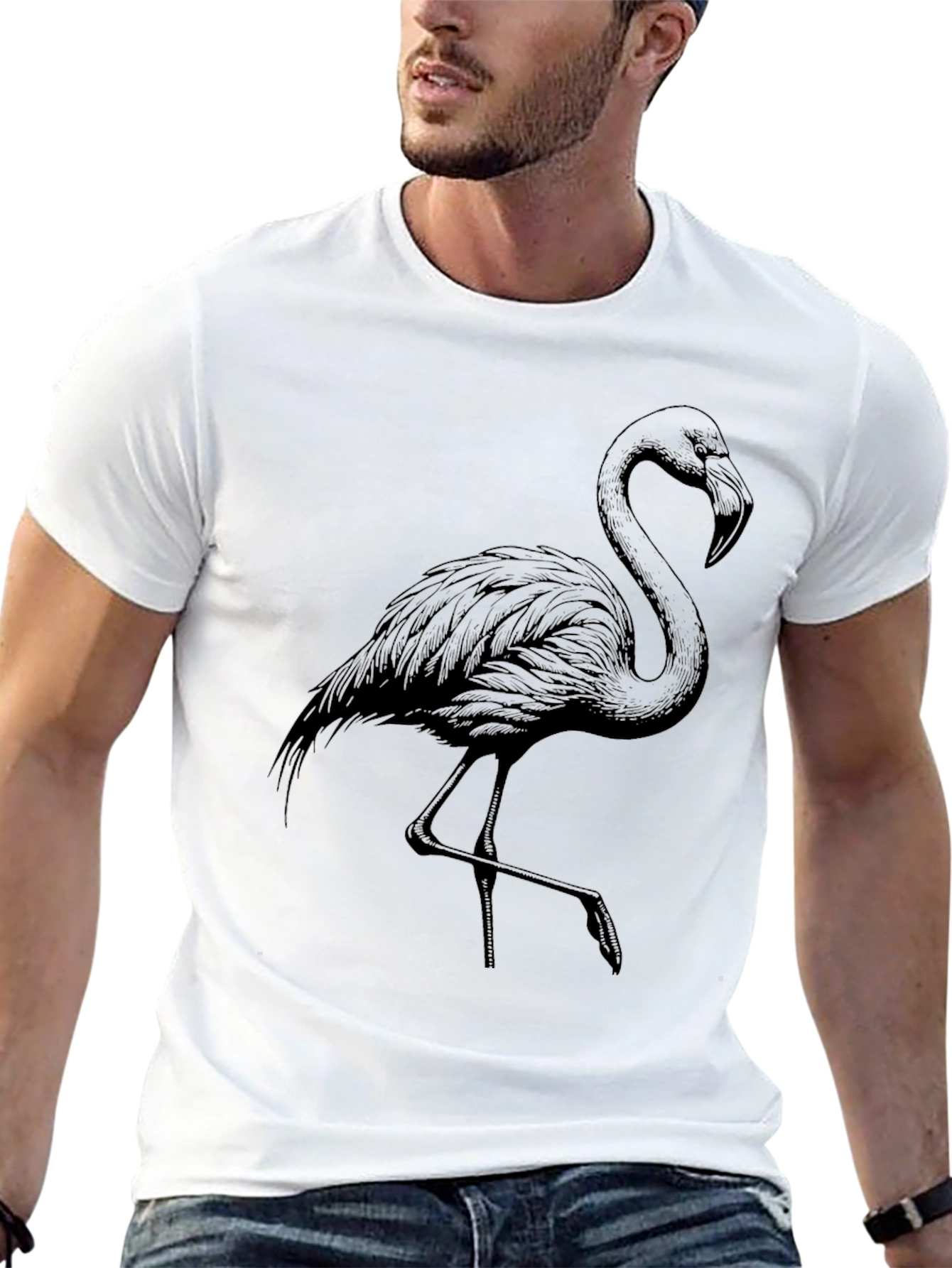 Mens Black Flamingo Graphic Tee