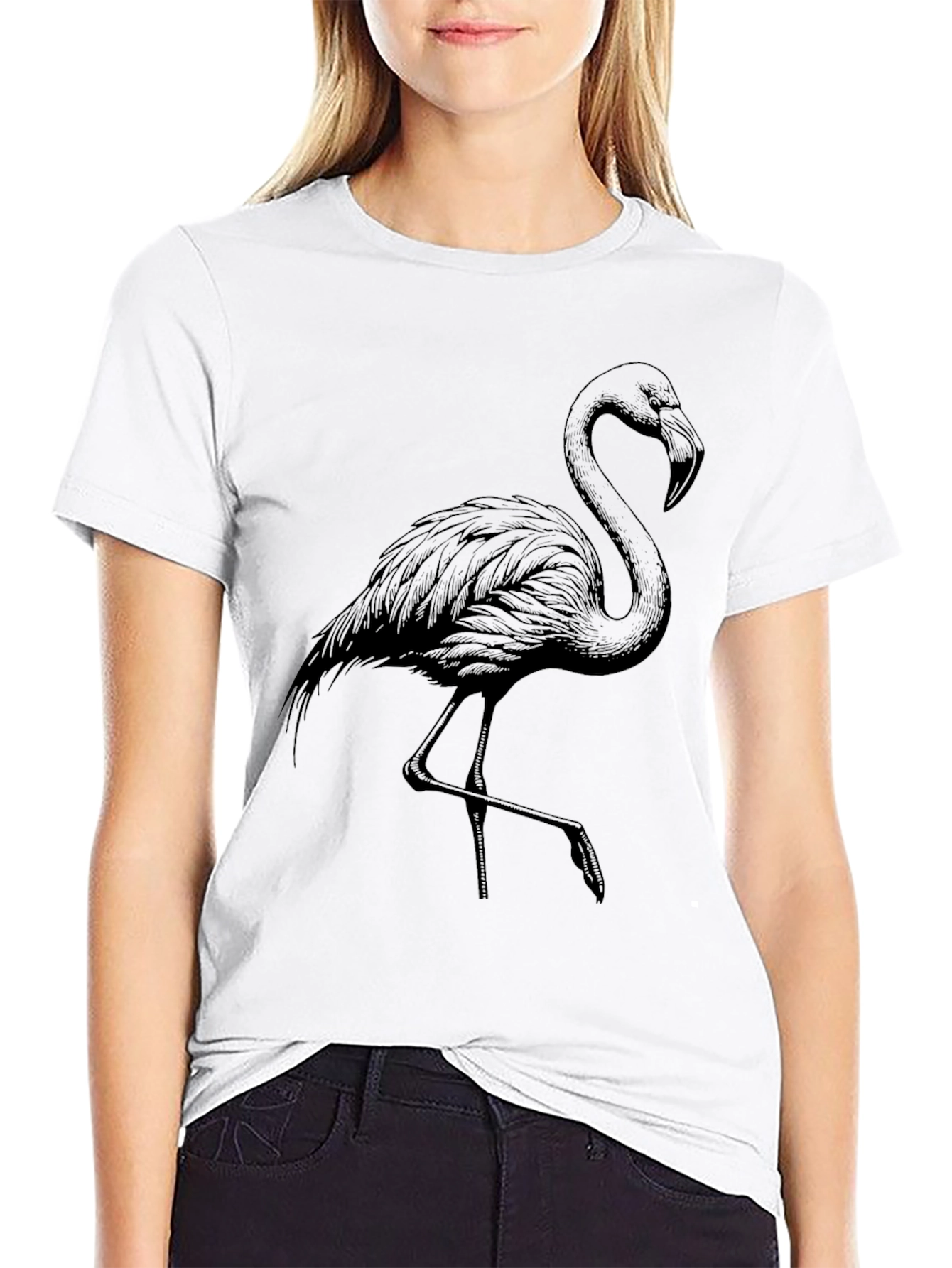 Mens Black Flamingo Graphic Tee