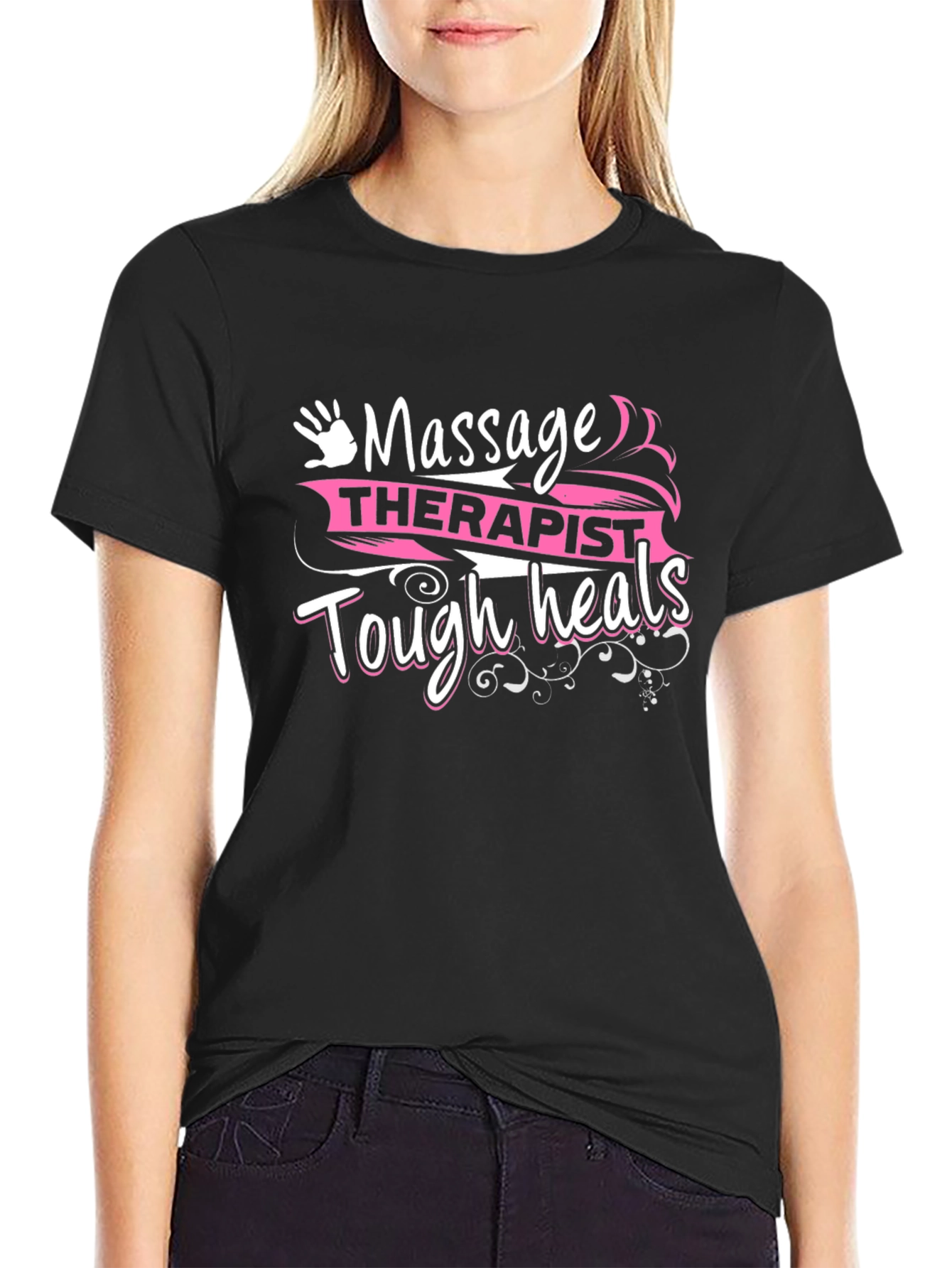 Massage Therapist Tough Heals Black T-Shirt