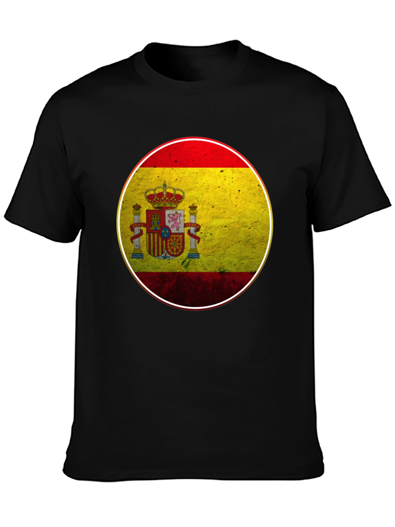 Spain Flag Graphic T-Shirt - Black Cotton Tee