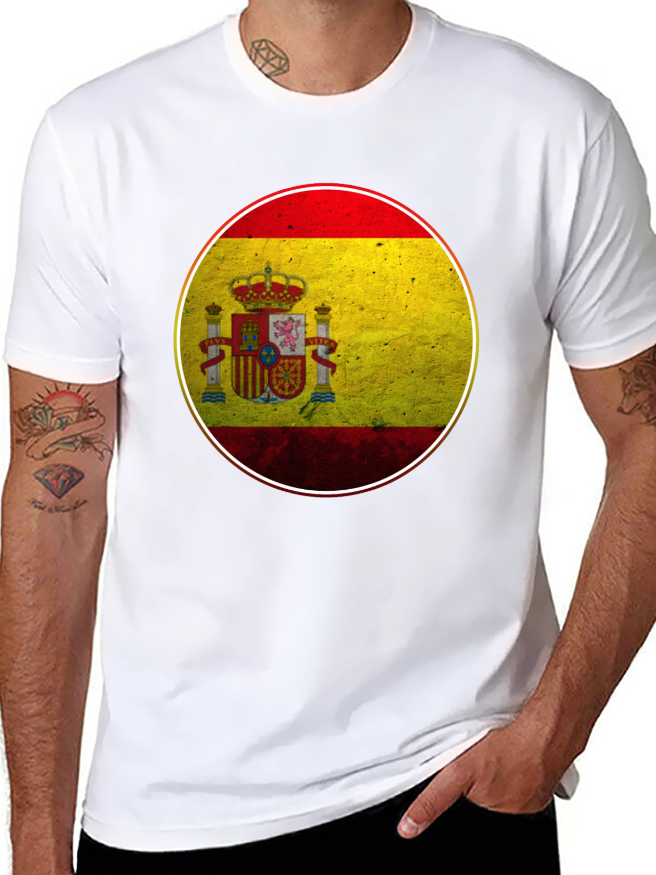 Spain Flag Graphic T-Shirt - Black Cotton Tee