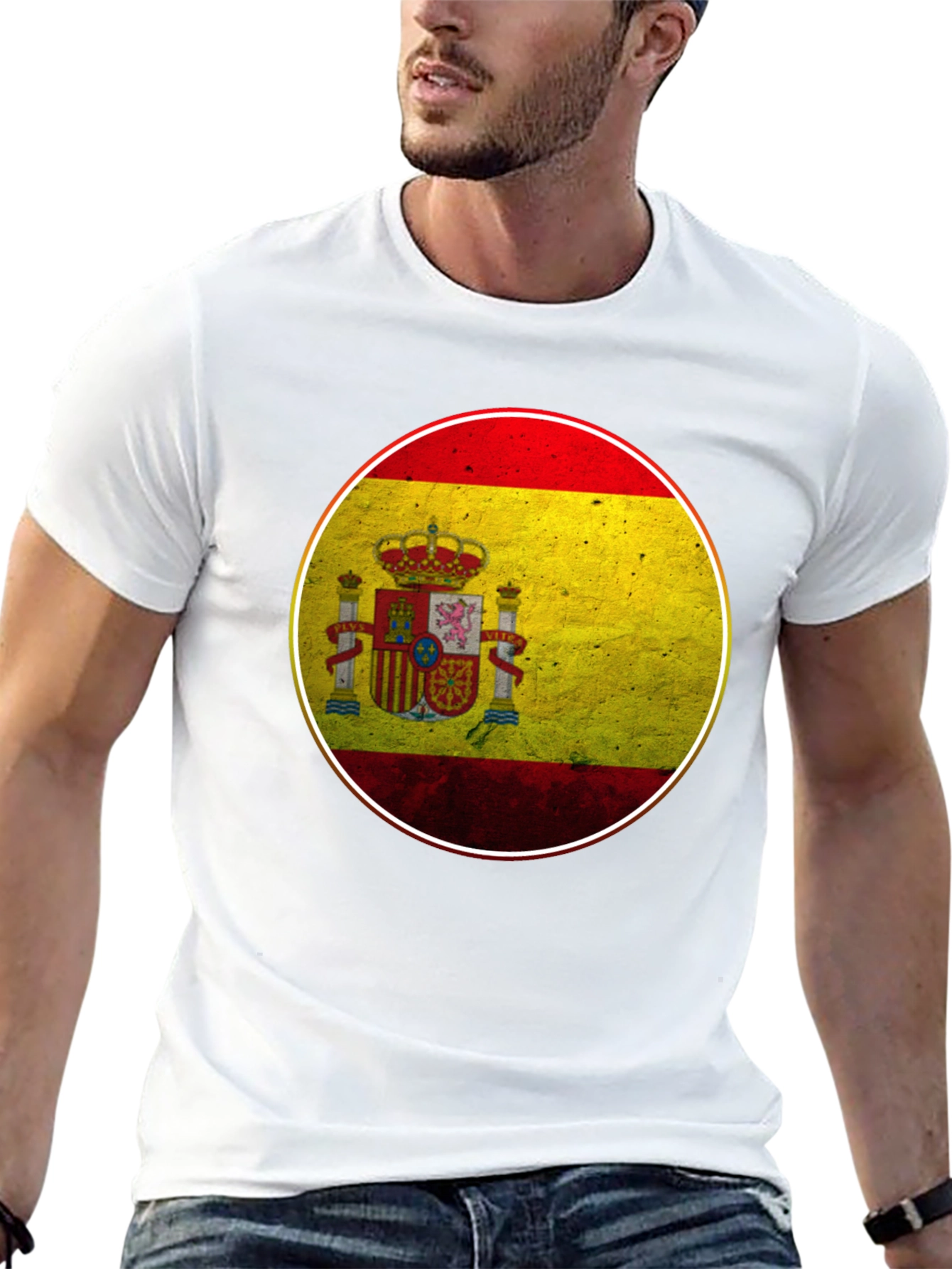 Spain Flag Graphic T-Shirt - Black Cotton Tee
