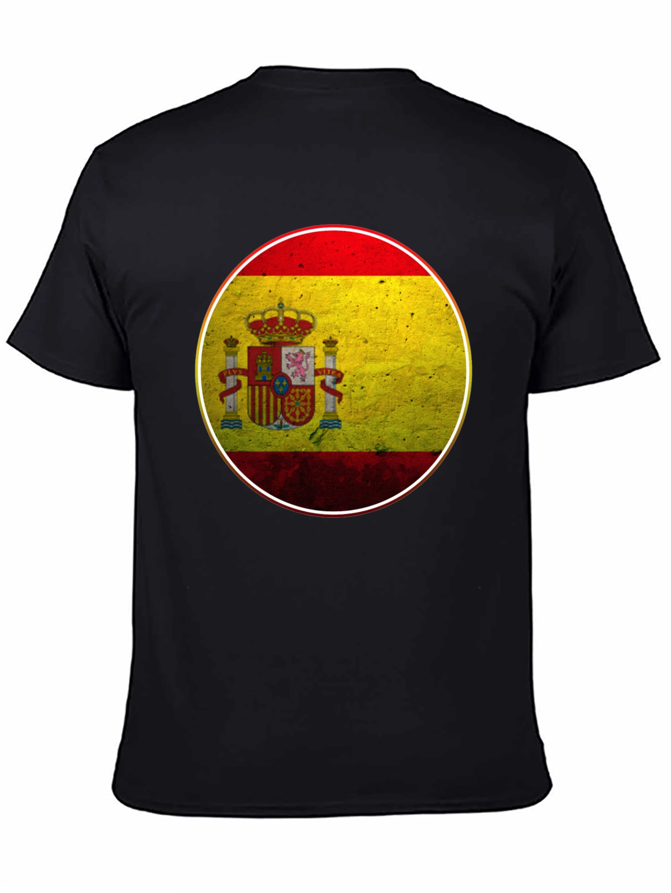 Spain Flag Graphic T-Shirt - Black Cotton Tee