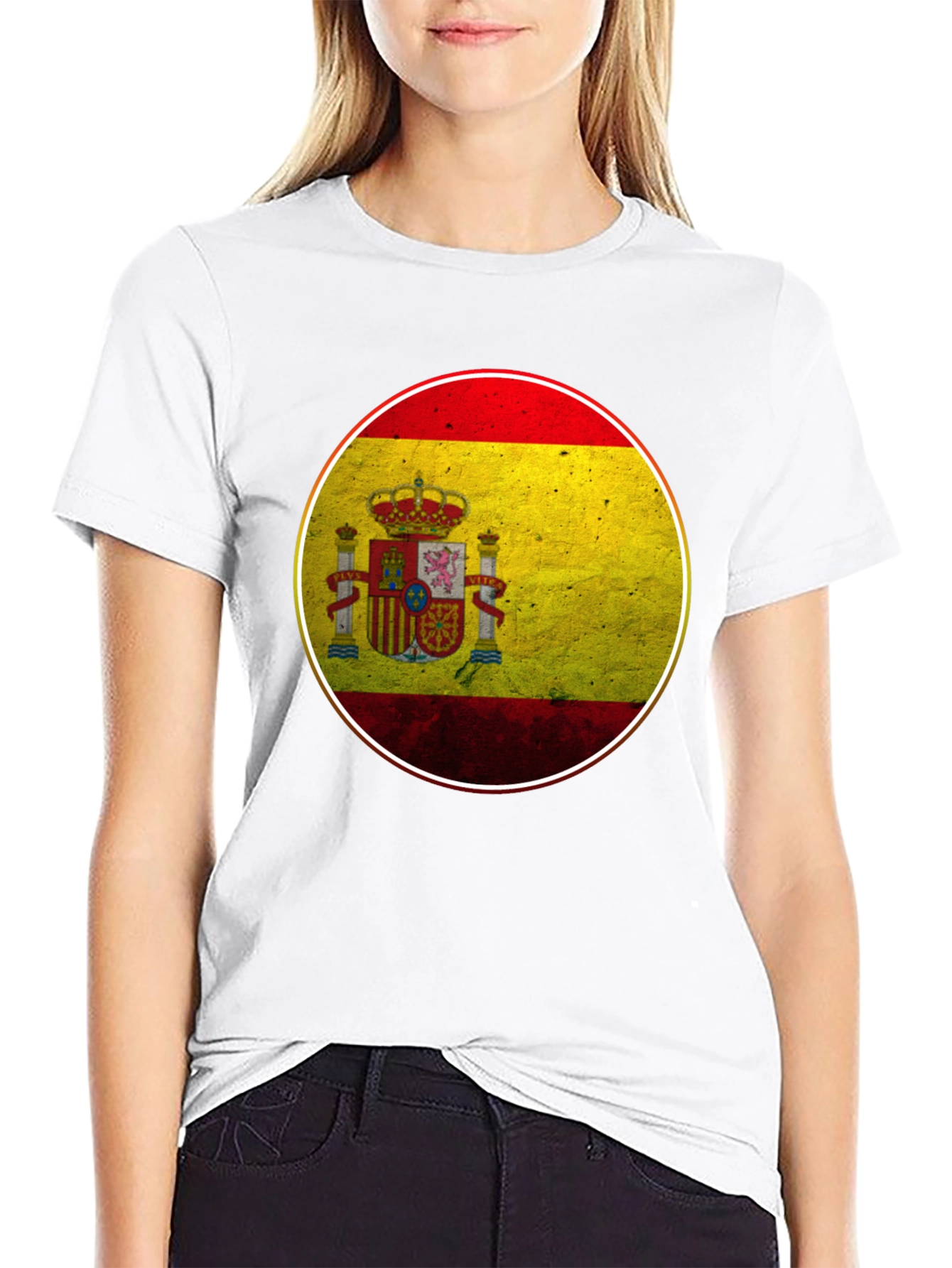 Spain Flag Graphic T-Shirt - Black Cotton Tee