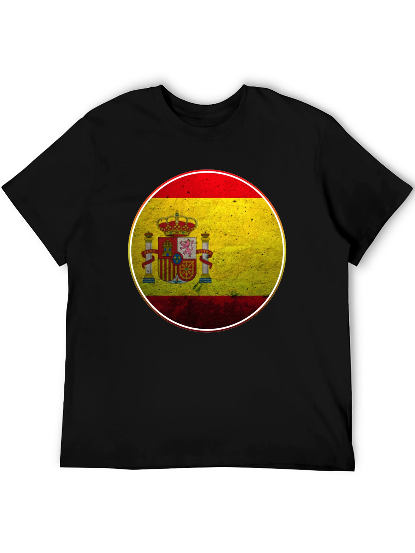 Spain Flag Graphic T-Shirt - Black Cotton Tee