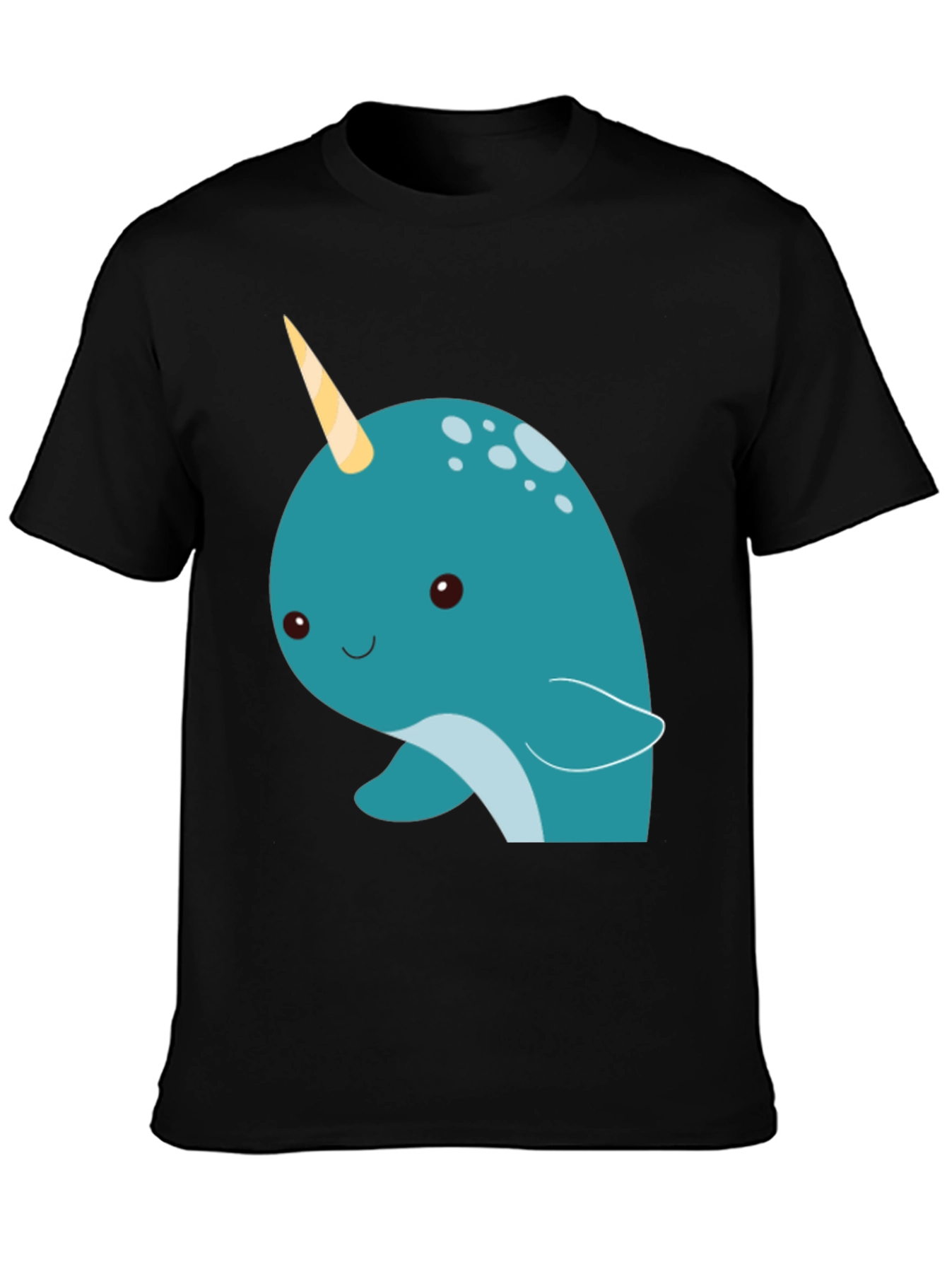 Cute Narwhal Graphic Tee - Black Cotton T-Shirt