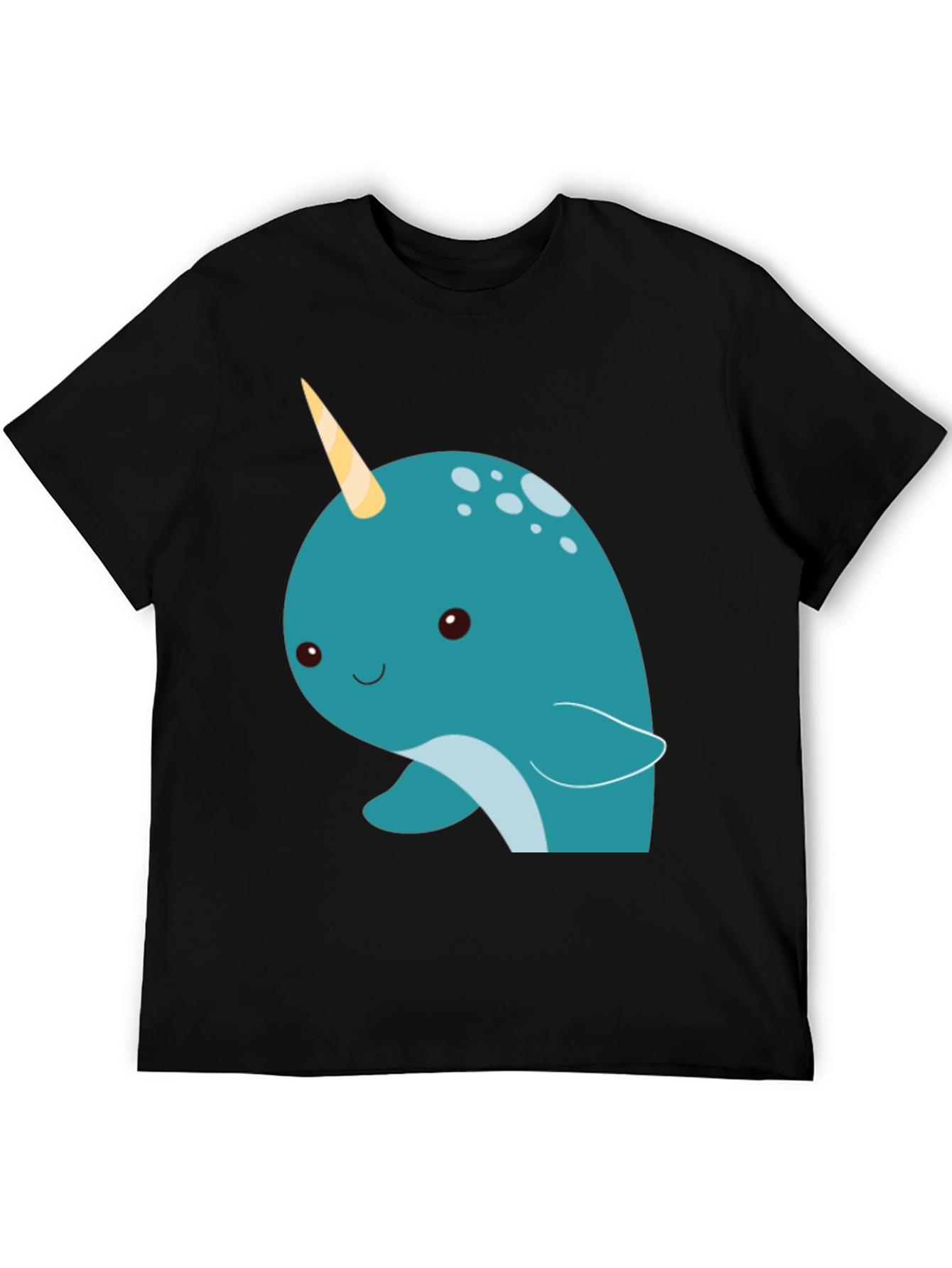 Cute Narwhal Graphic Tee - Black Cotton T-Shirt
