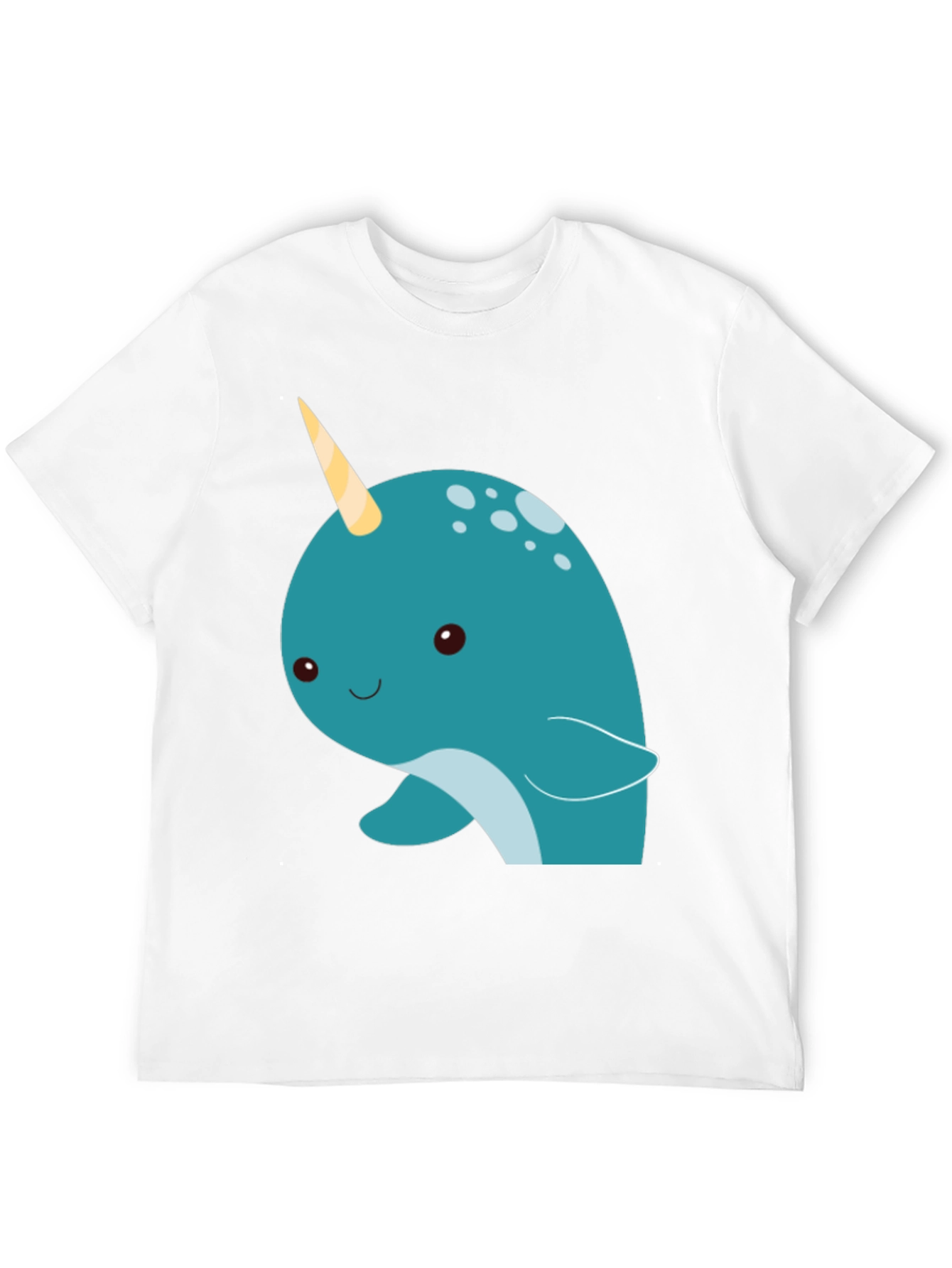 Cute Narwhal Graphic Tee - Black Cotton T-Shirt