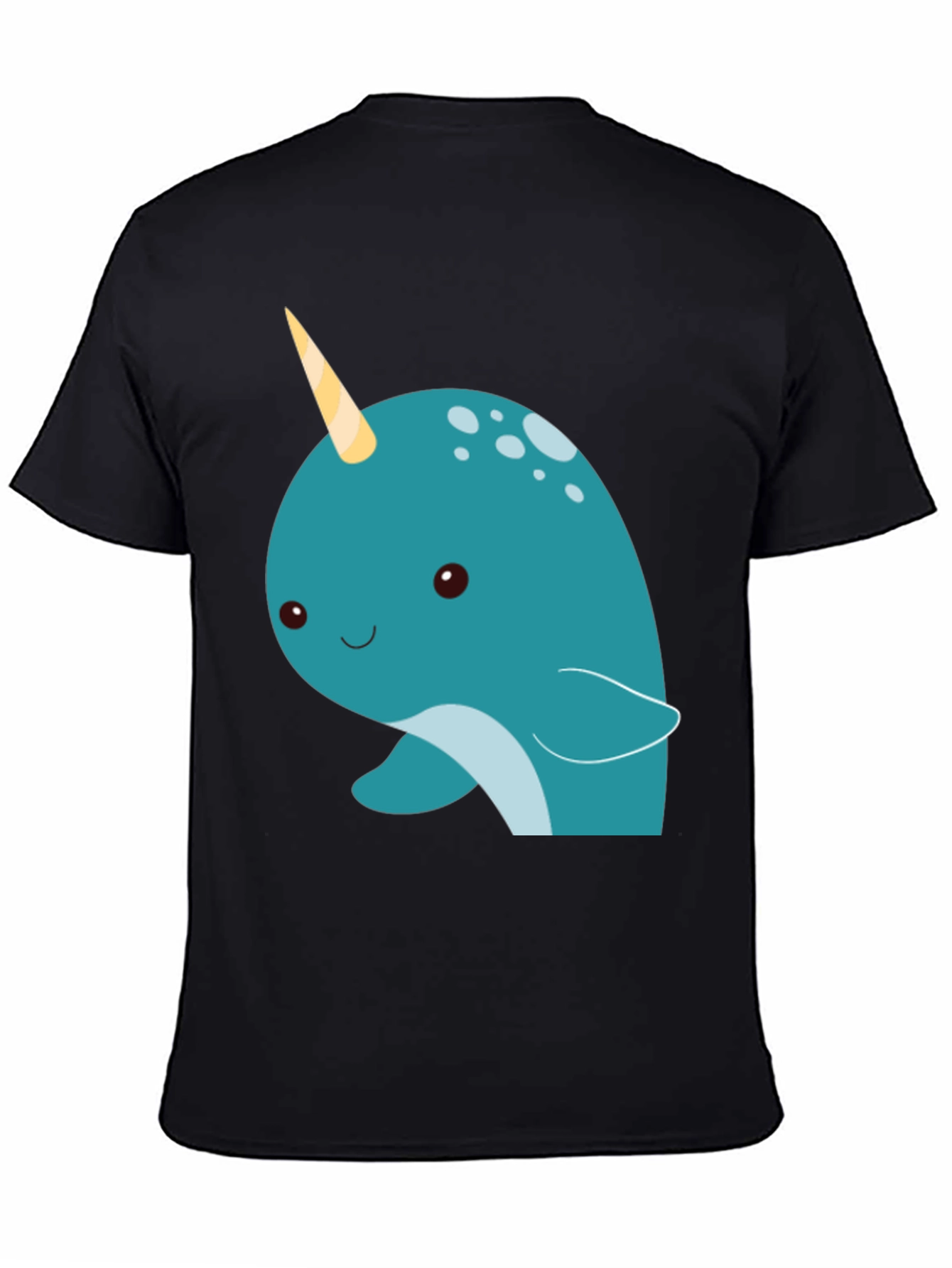 Cute Narwhal Graphic Tee - Black Cotton T-Shirt