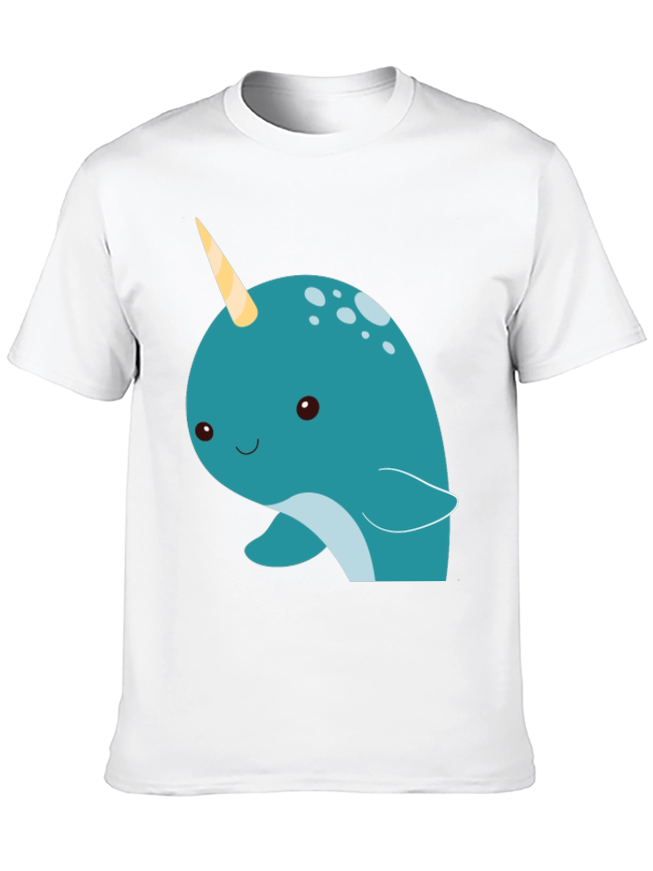 Cute Narwhal Graphic Tee - Black Cotton T-Shirt