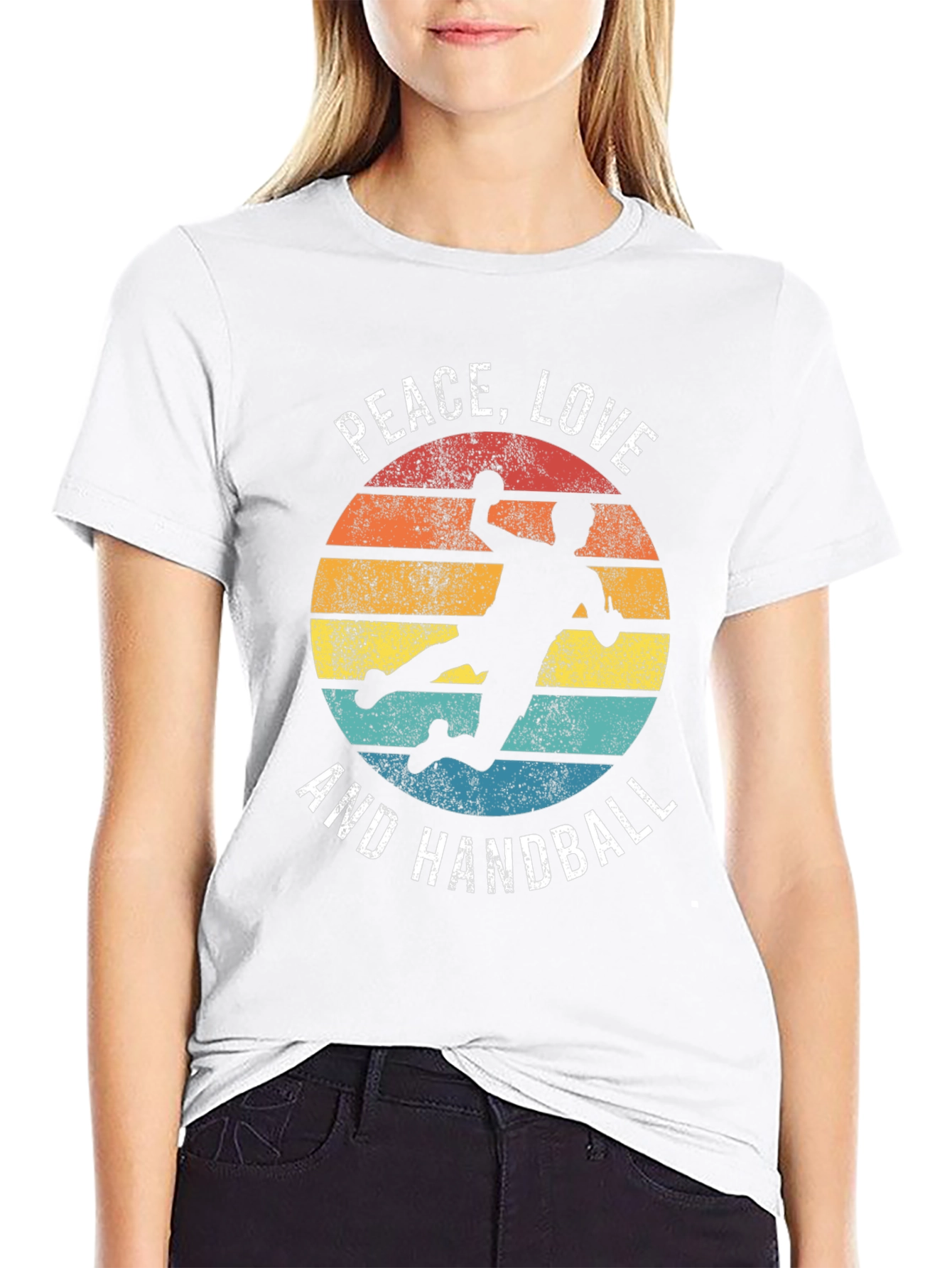 Peace Love Handball Retro Graphic T-Shirt