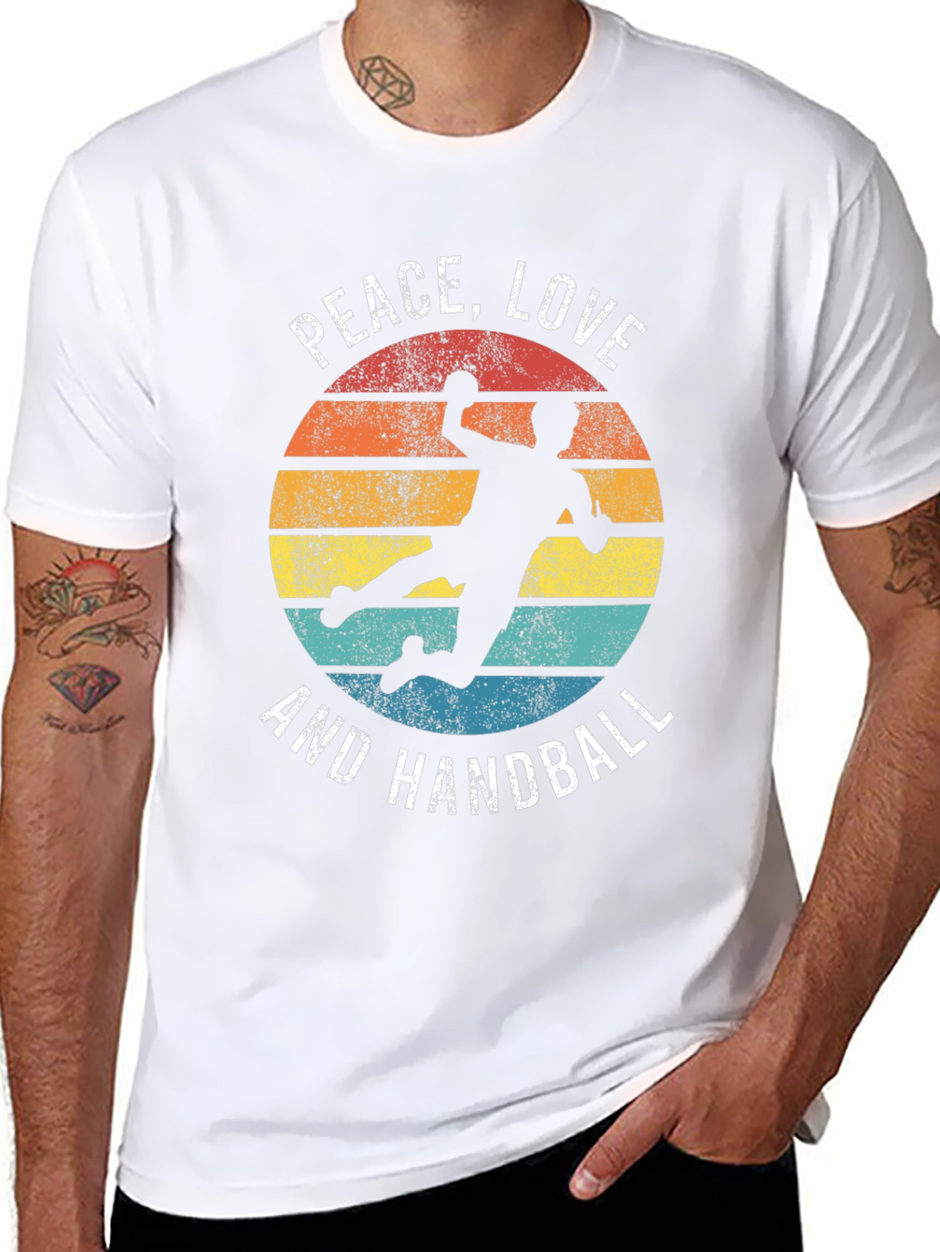 Peace Love Handball Retro Graphic T-Shirt