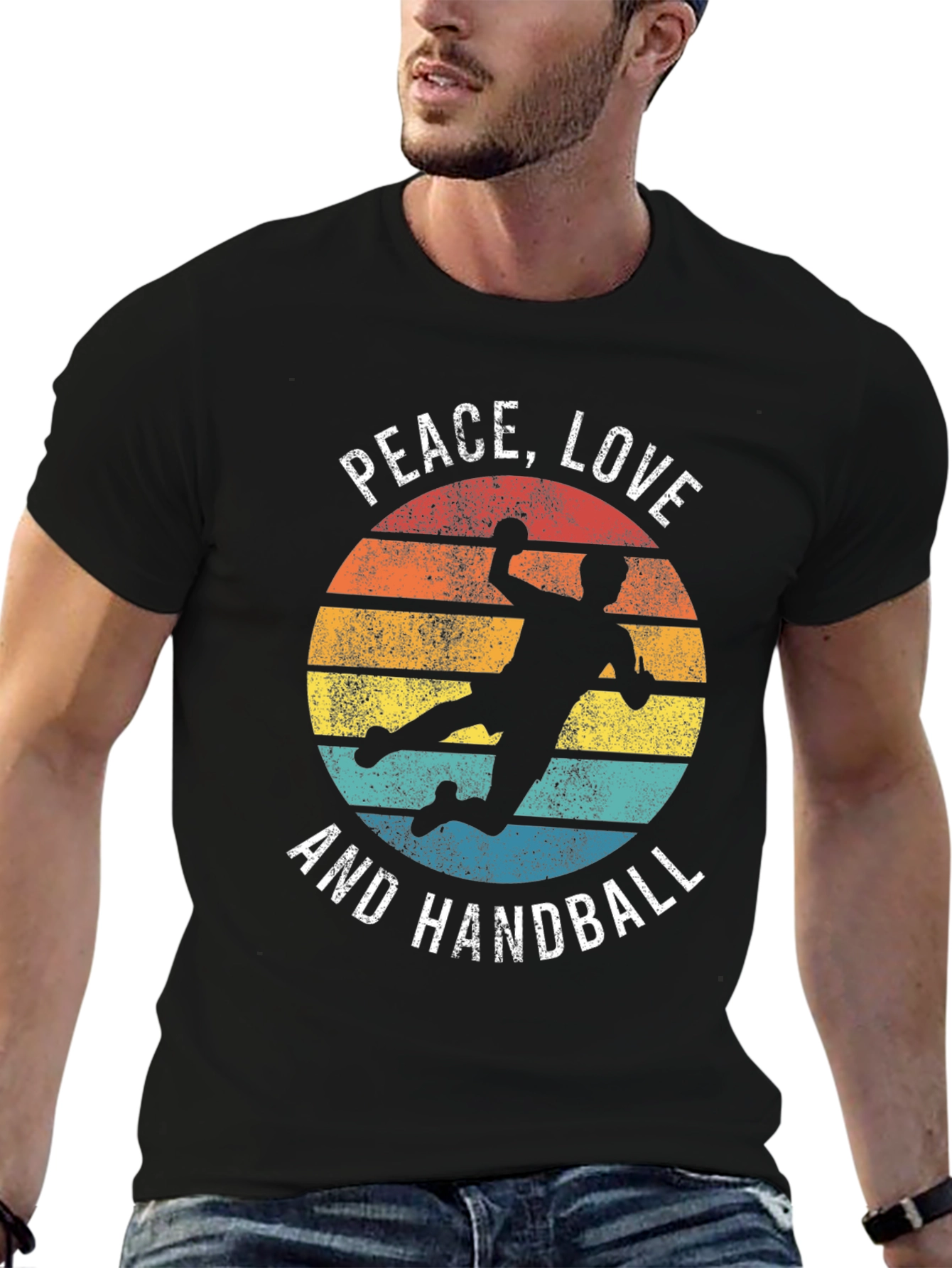 Peace Love Handball Retro Graphic T-Shirt