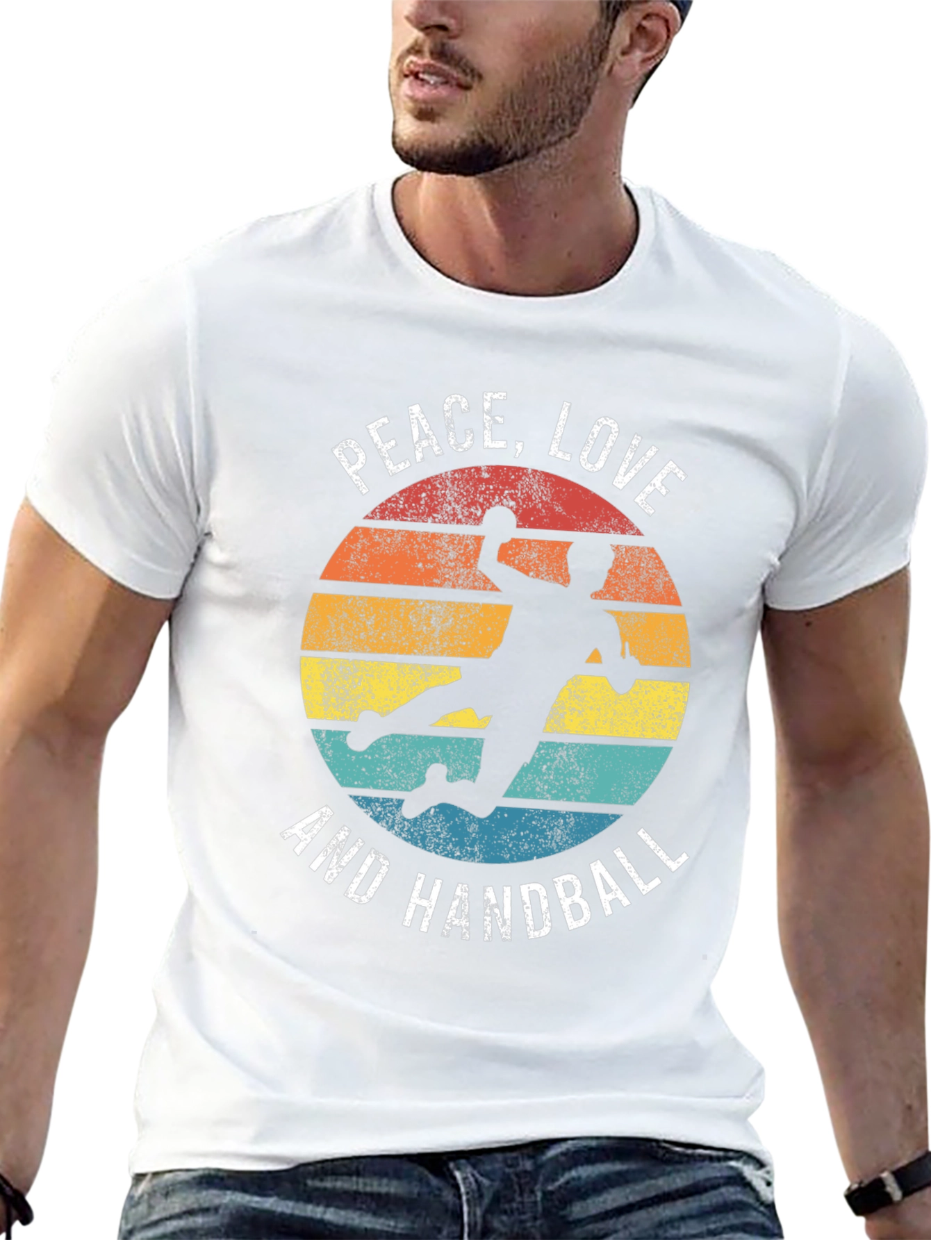 Peace Love Handball Retro Graphic T-Shirt