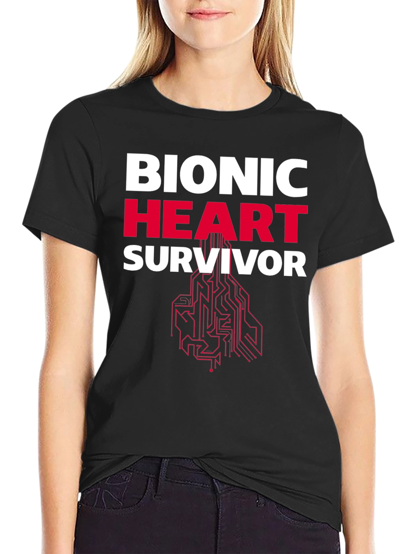 Bionic Heart Survivor T-Shirt - Futuristic Design