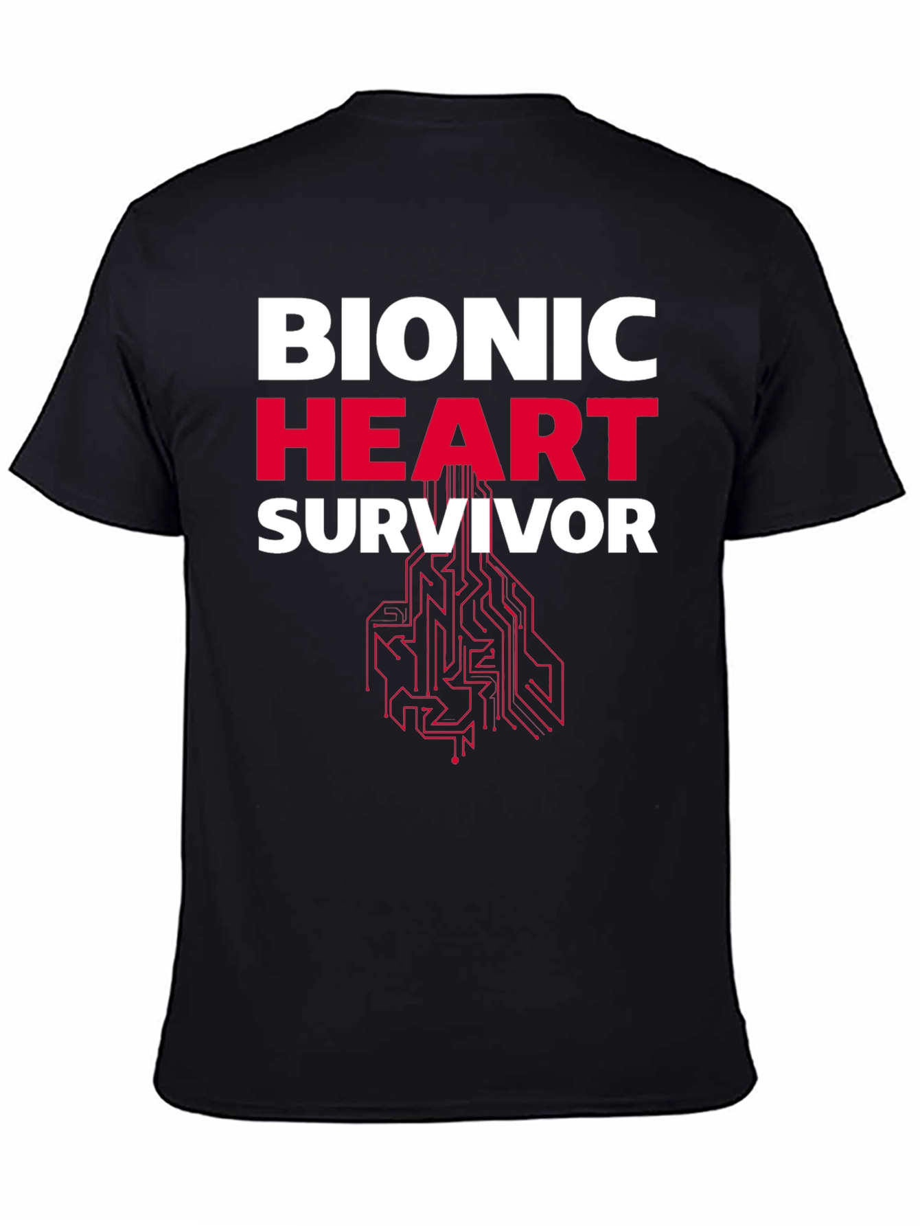 Bionic Heart Survivor T-Shirt - Futuristic Design