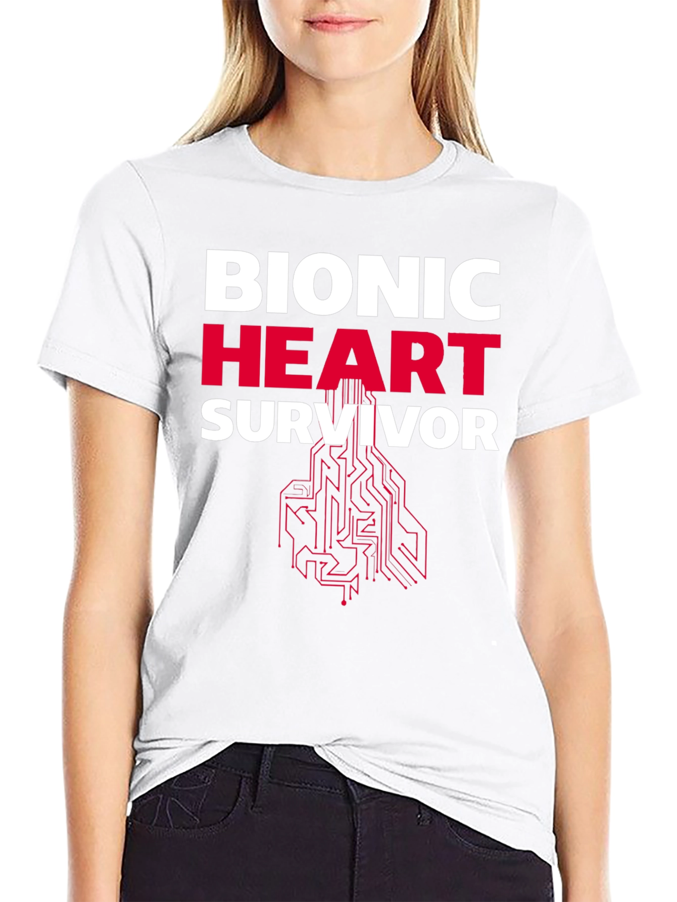 Bionic Heart Survivor T-Shirt - Futuristic Design