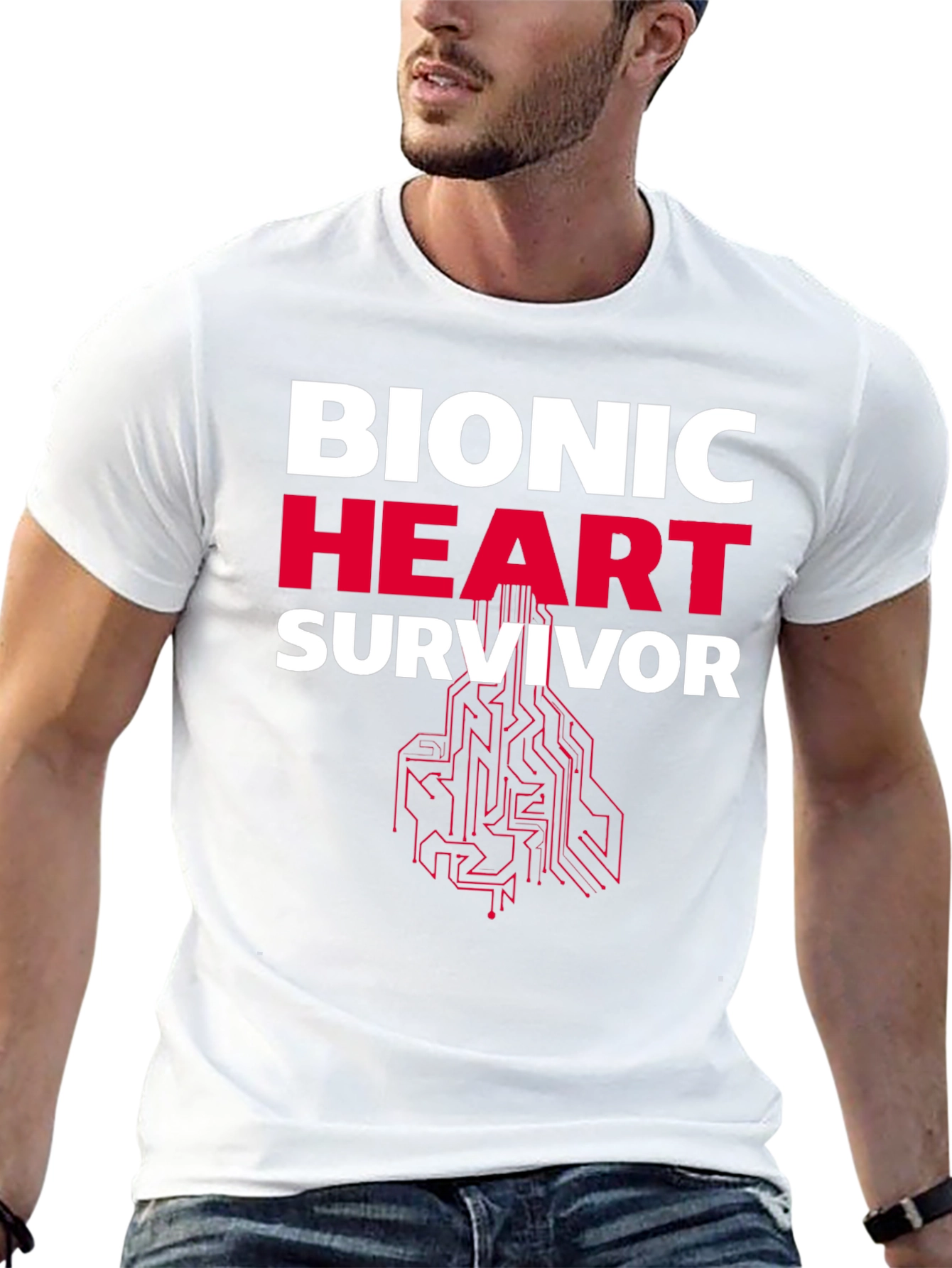 Bionic Heart Survivor T-Shirt - Futuristic Design