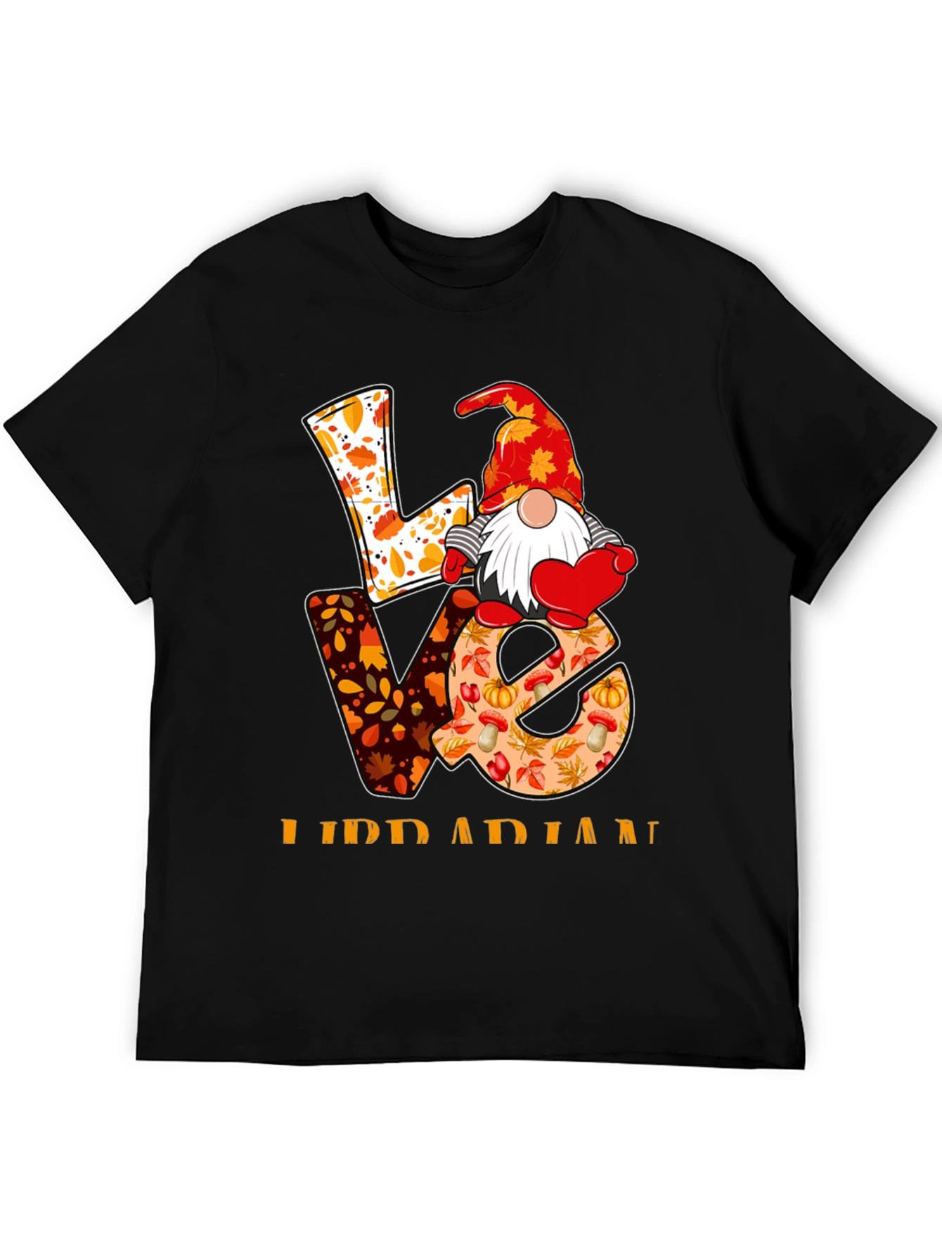 Love Librarian Gnome Autumn T-Shirt